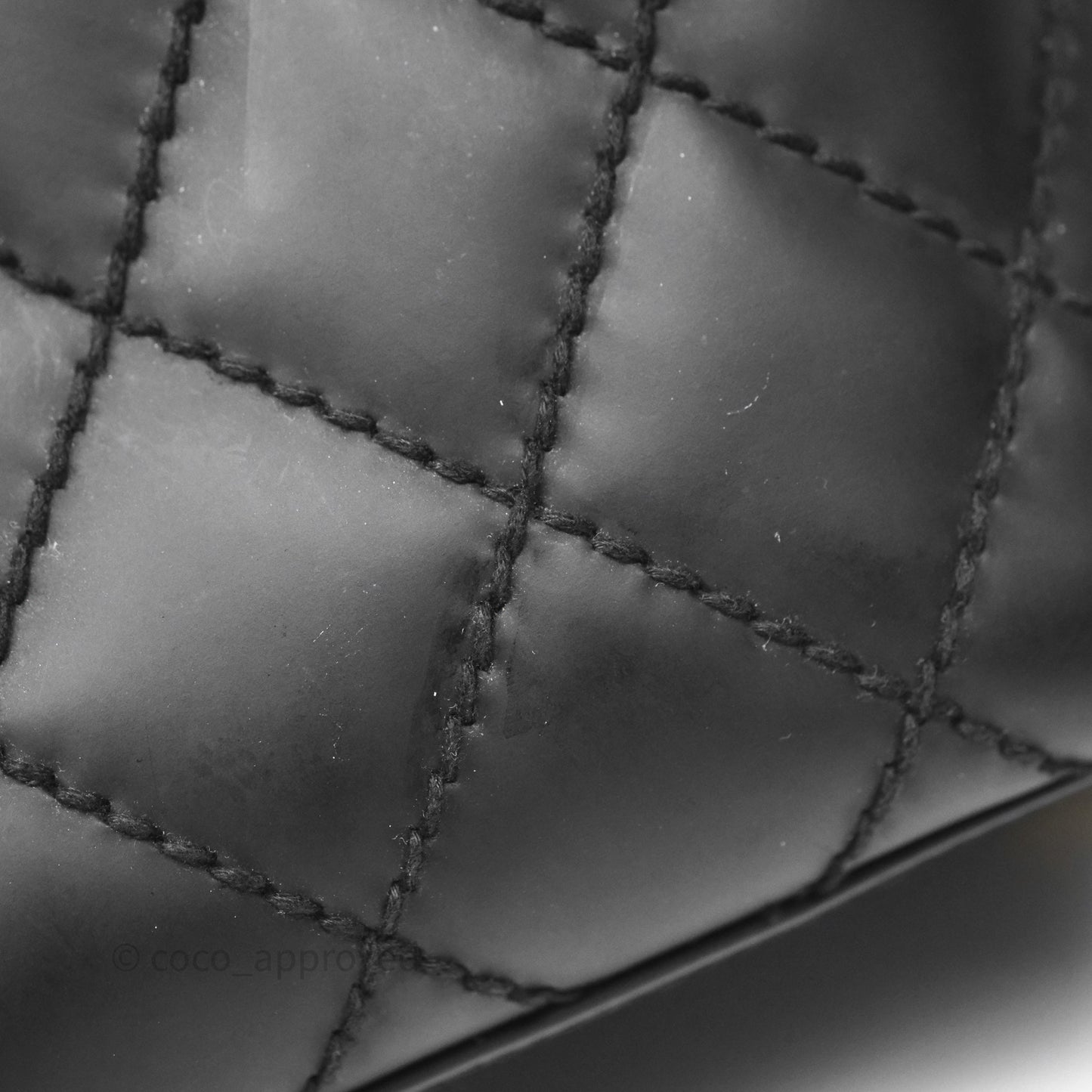Chanel Vintage Quilted CC Tote Bag Matte Black Calfskin Gold Hardware