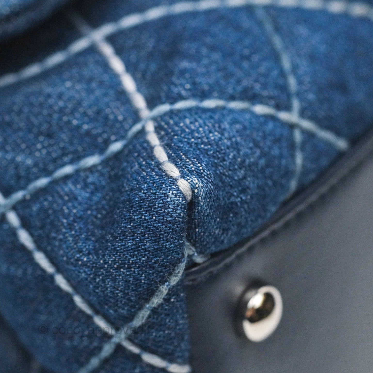 Chanel Small Coco Handle Quilted Contrast Stitch Denim Silver Hardware