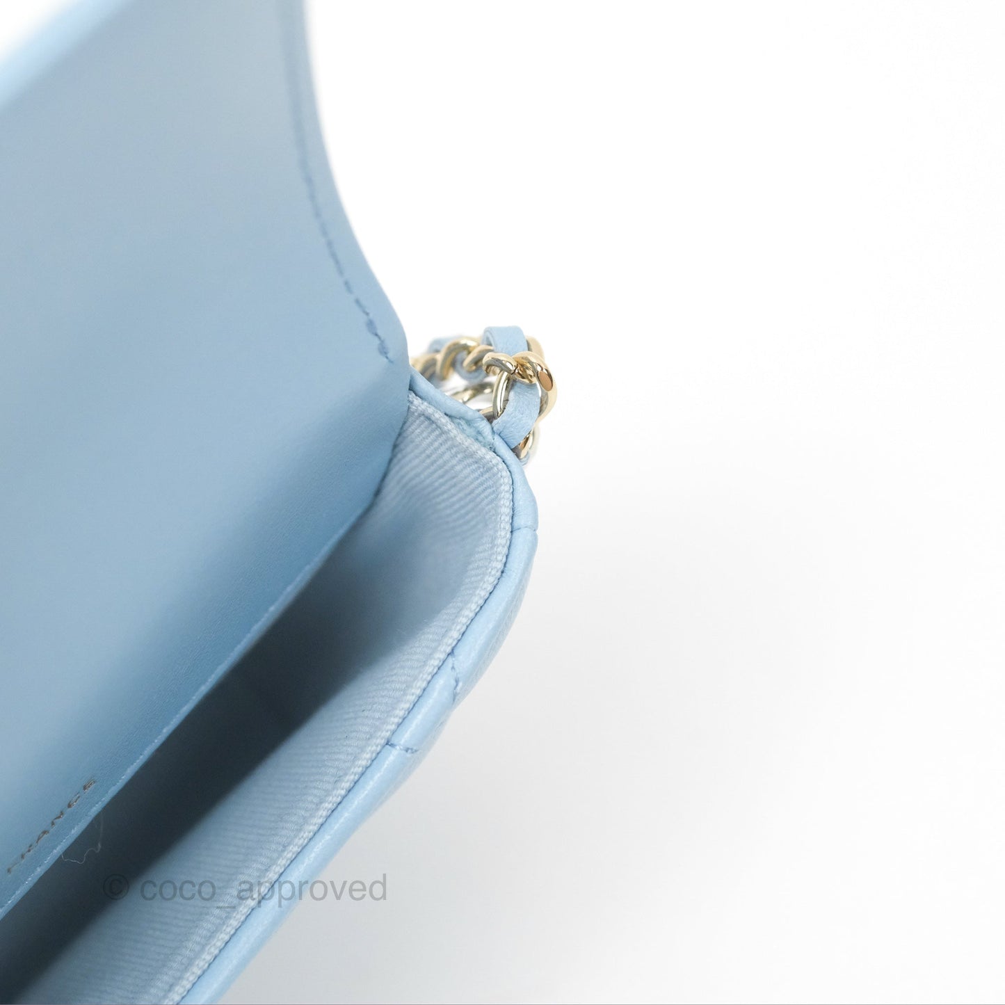 Chanel Mini Chain Around Clutch With Chain Blue Lambskin Gold Hardware