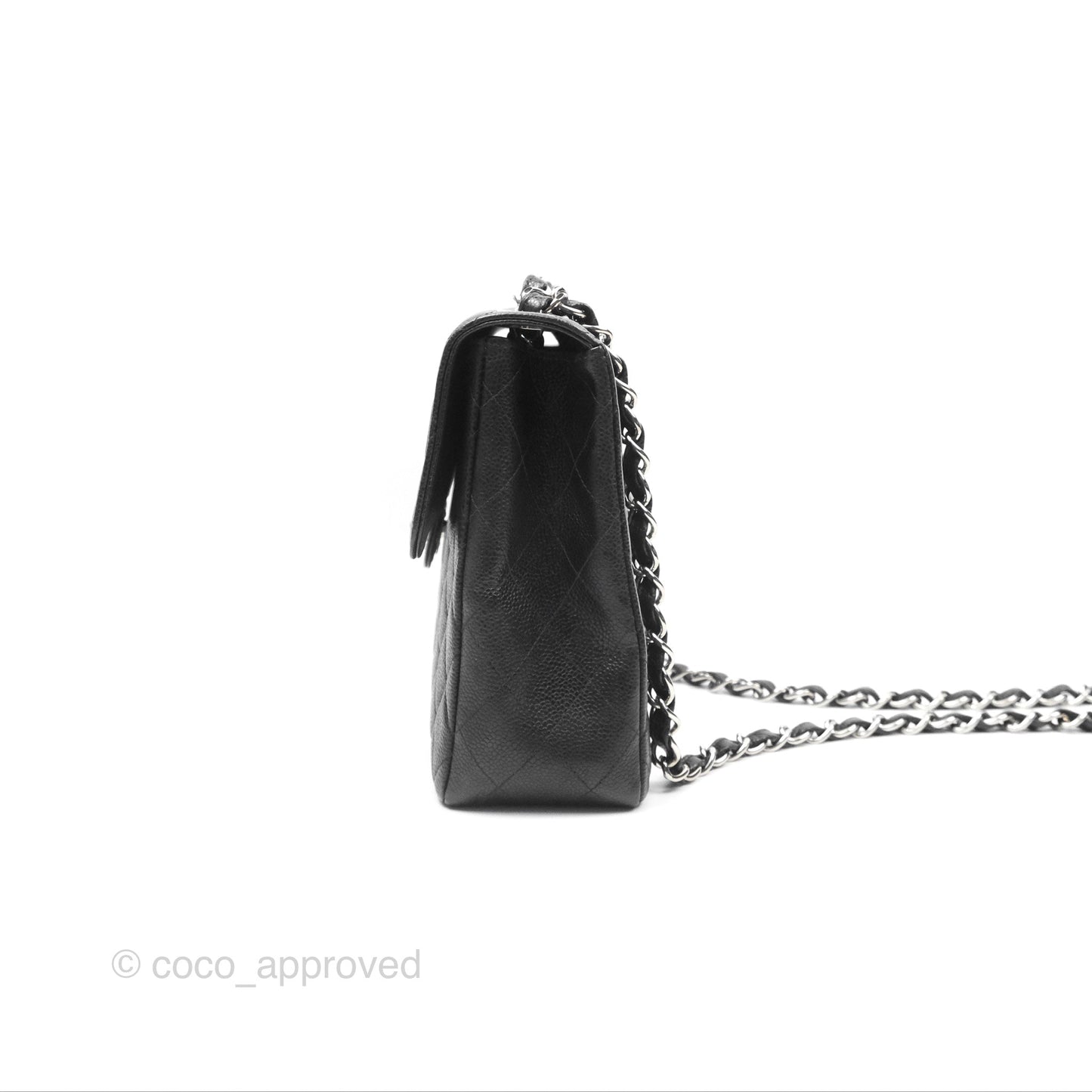 Chanel Classic Vintage Jumbo Single Flap Black Caviar Silver Hardware