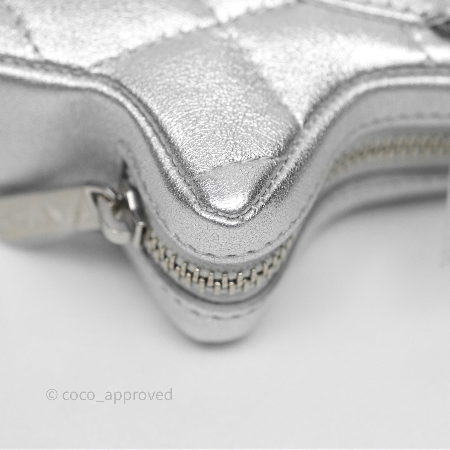 Chanel Star Coin Purse Metallic Silver Lambskin Silver Hardware
