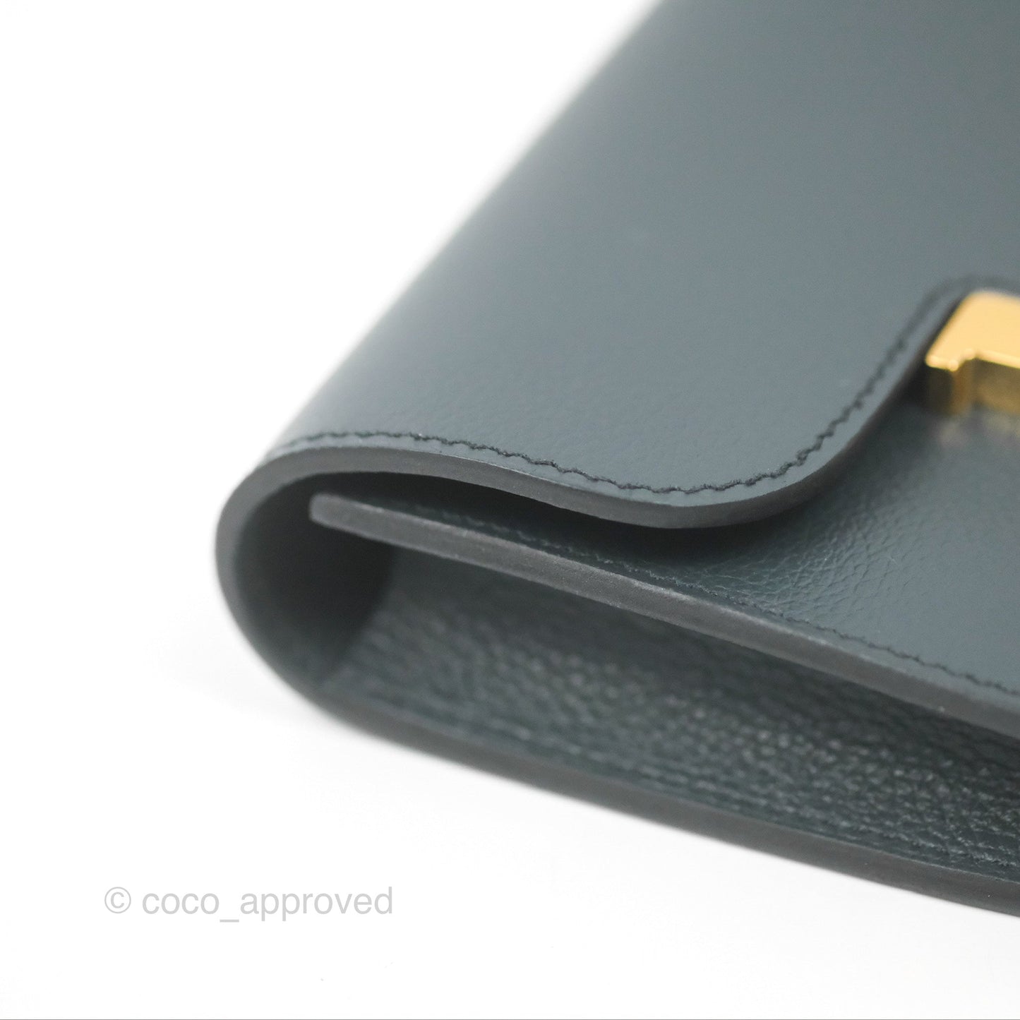 Hermès Constance Slim Wallet Vert Rousseau / Mauve Pale Evercolor Gold Hardware