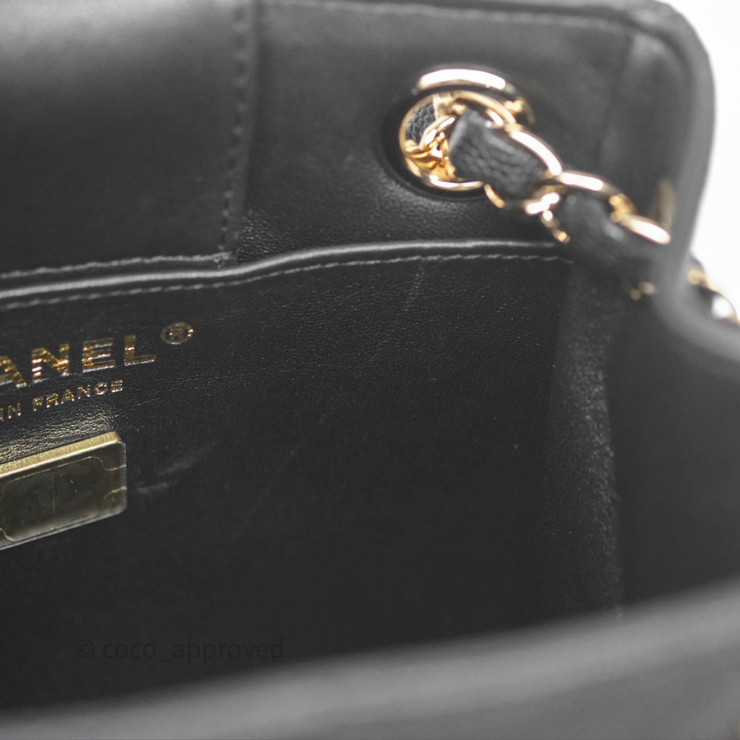 Chanel Mini Bucket Tote Black Caviar Gold Hardware 22S