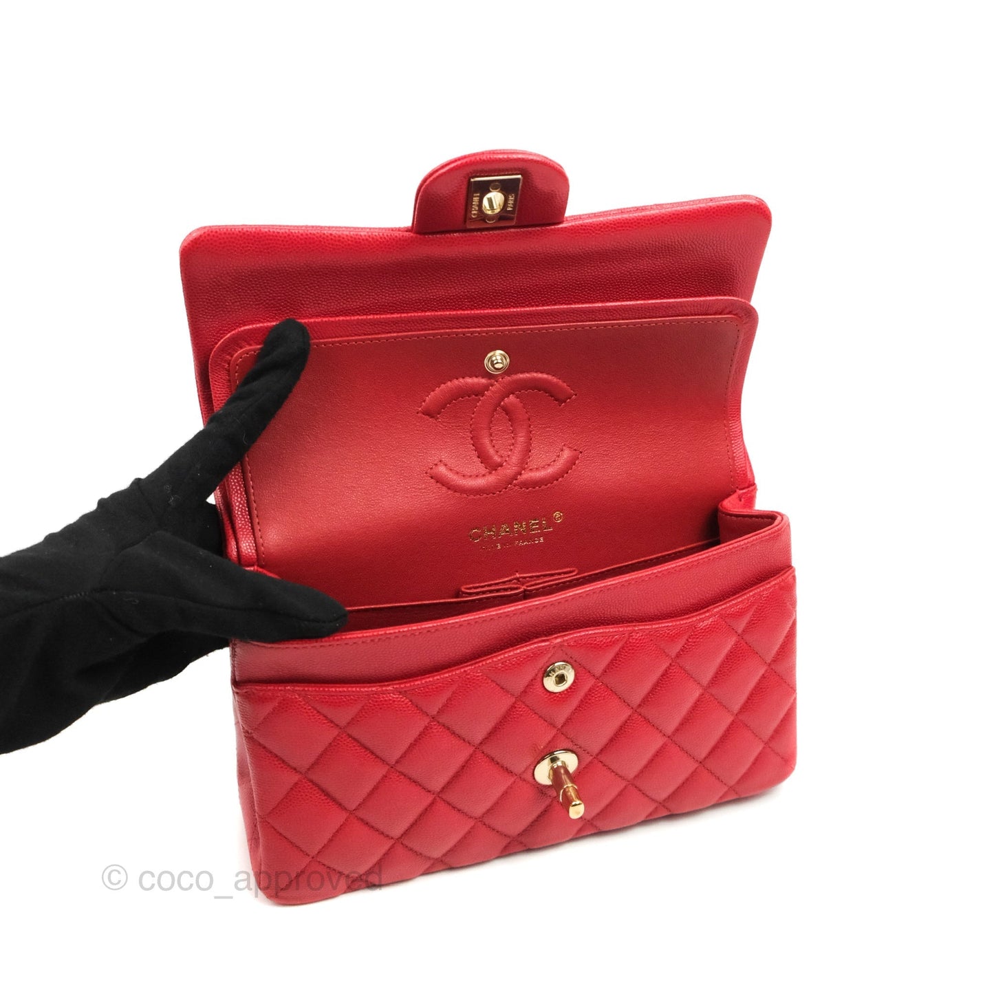 Chanel Classic Small S/M Flap Red Caviar Gold Hardware