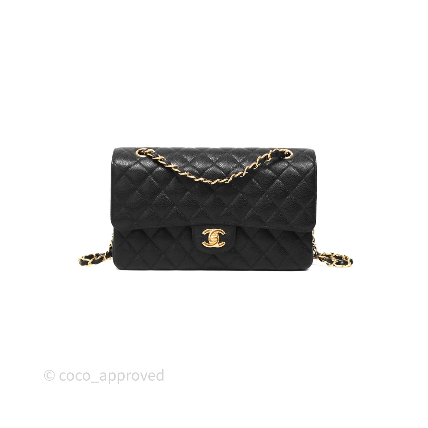 Chanel Classic M/L Medium Flap Quilted Black Caviar Gold Hardware
