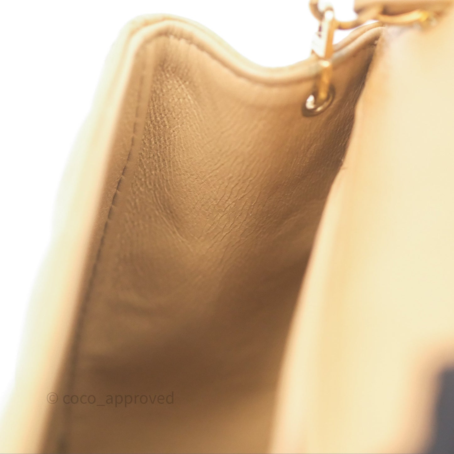 Chanel Vintage Mini Square Quilted Beige Caviar 24K Gold Hardware