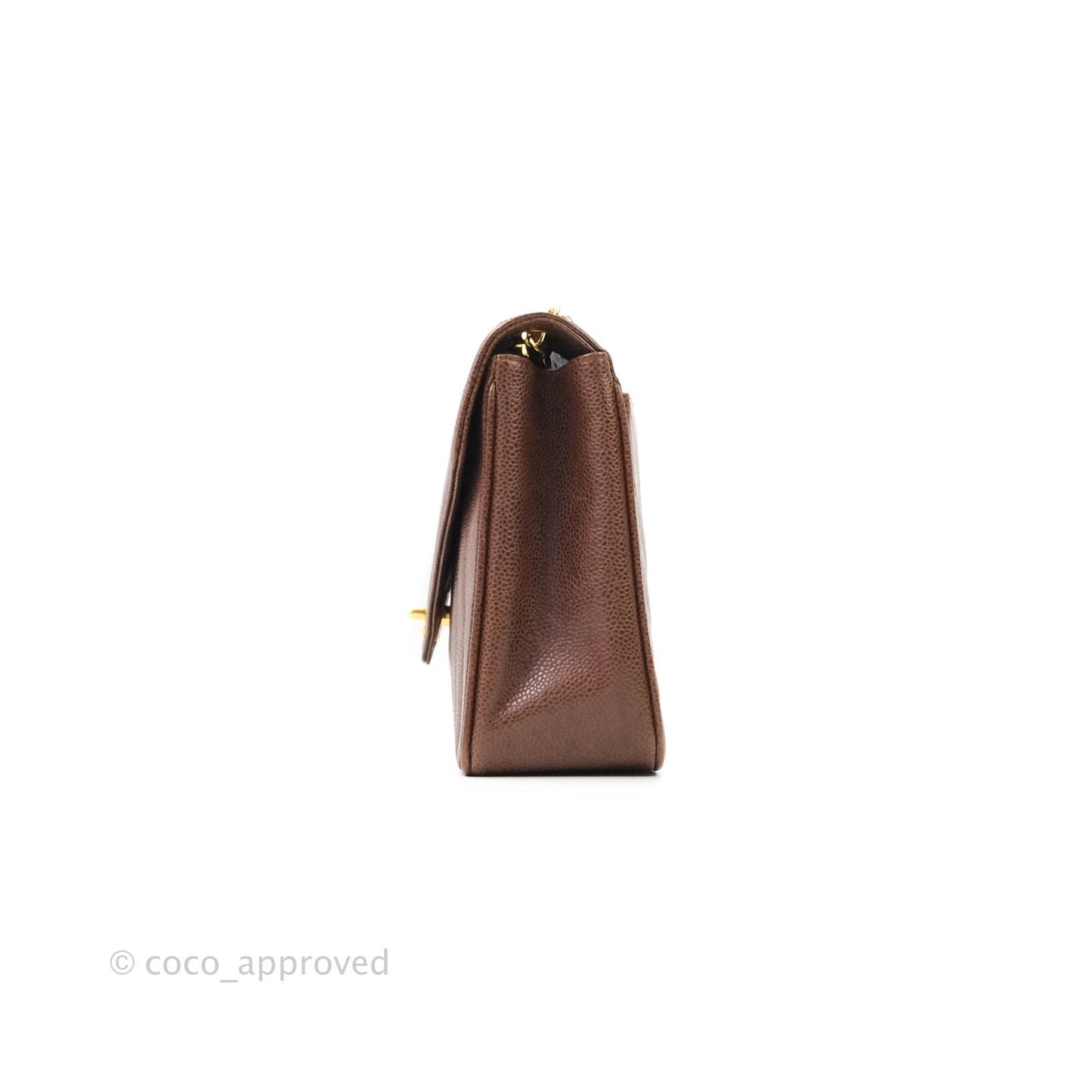 Chanel Vintage Caviar Chevron Flap Bag 24K Brown Gold Hardware
