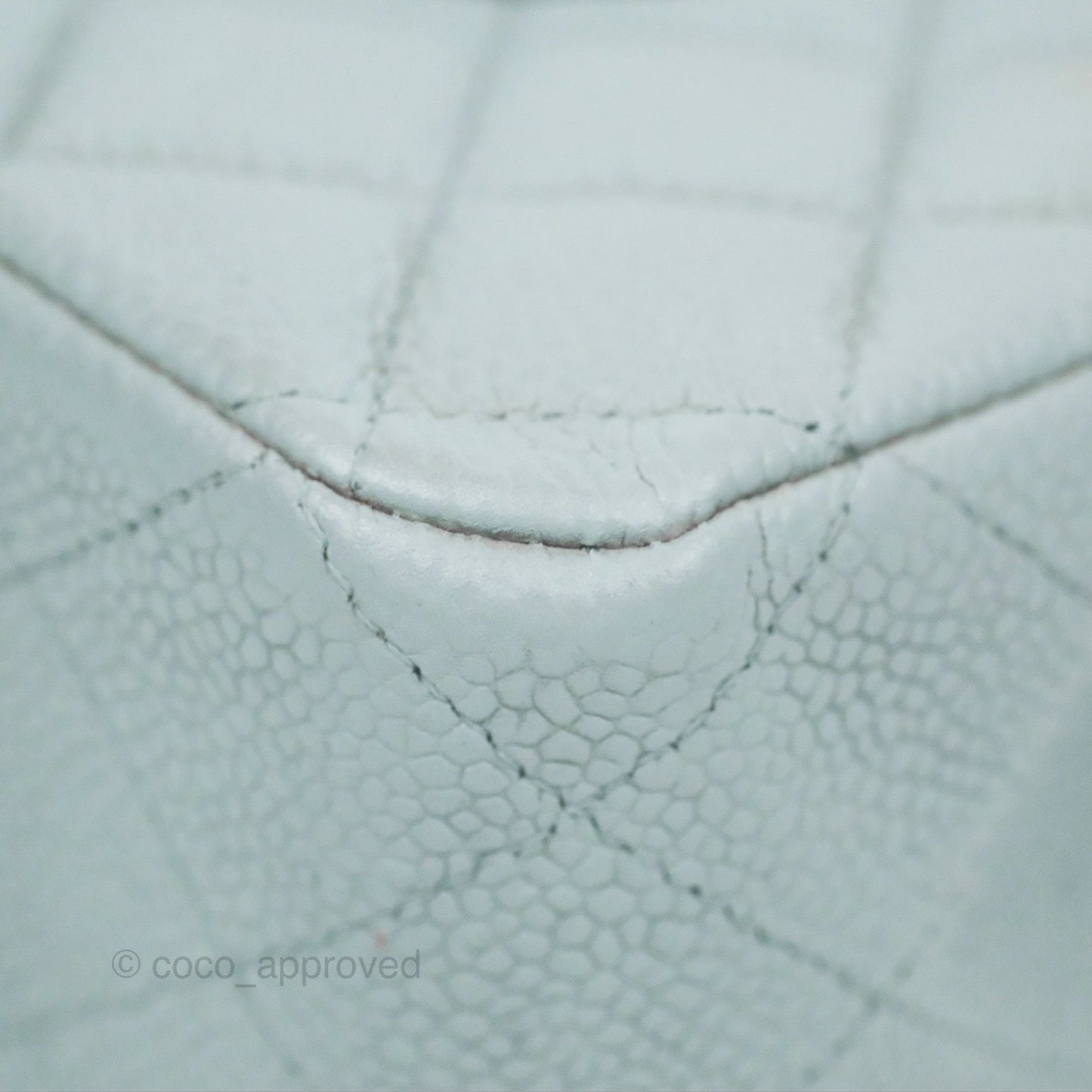 Chanel Classic M/L Medium Flap Quilted Light Grey Blue Caviar Silver Hardware