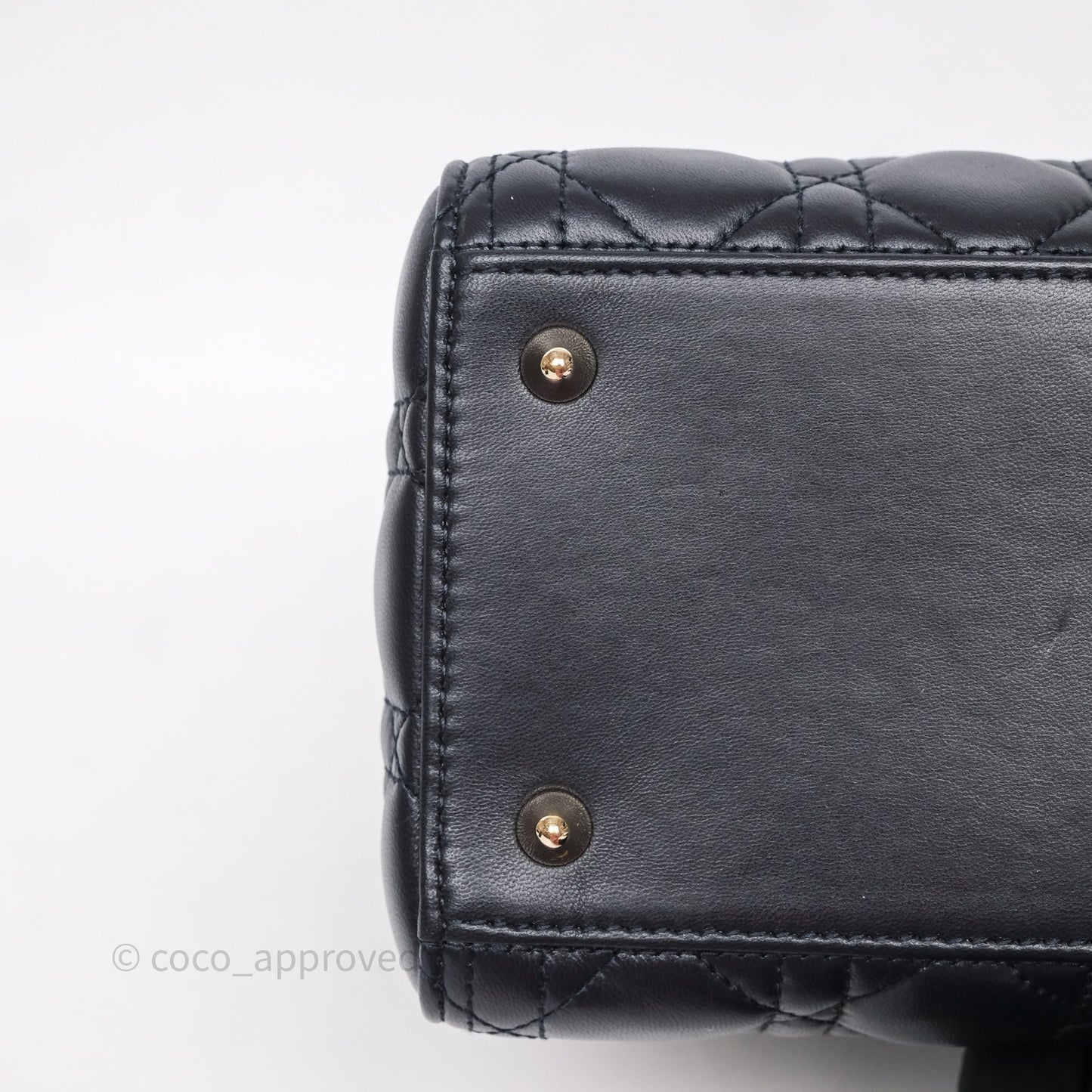Christian Dior Medium Lady Dior Navy Lambskin Gold Hardware