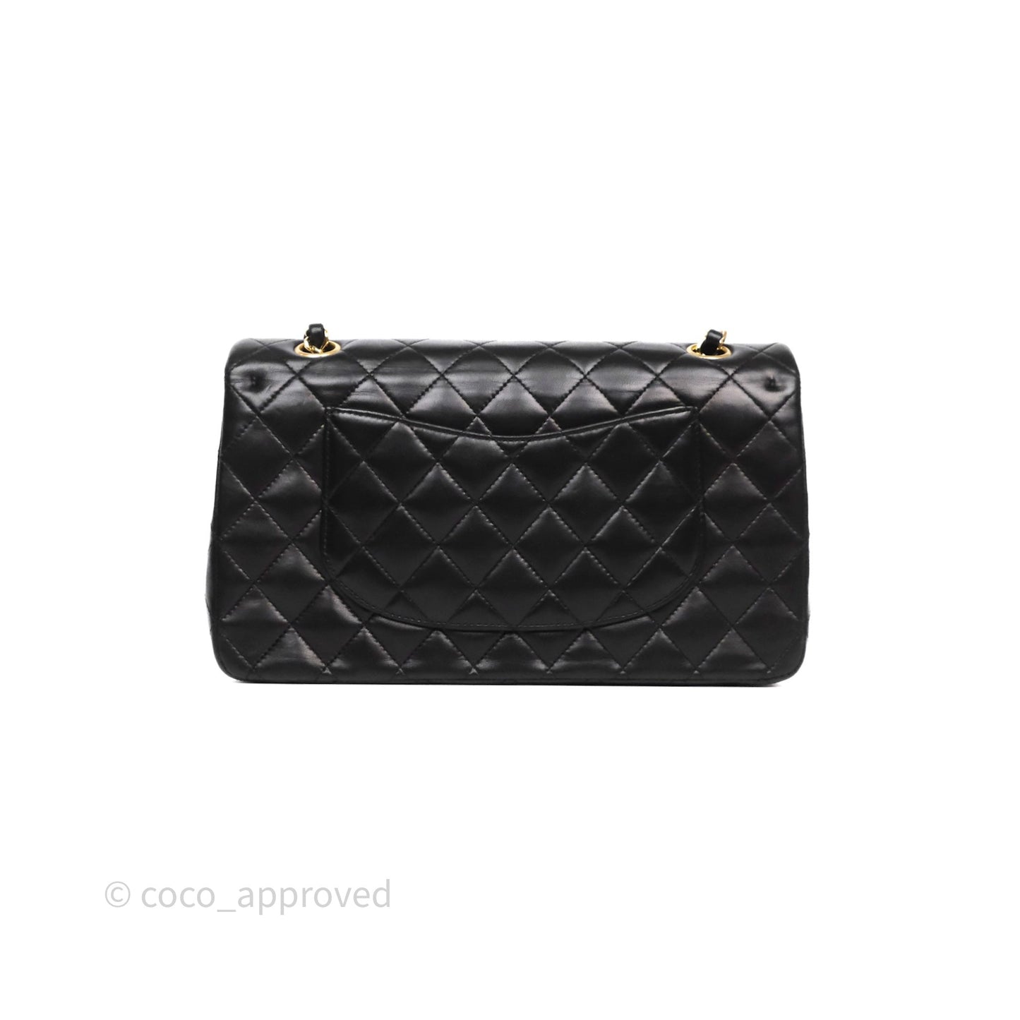 Chanel Classic M/L Medium Flap Quilted Black Lambskin Gold Hardware