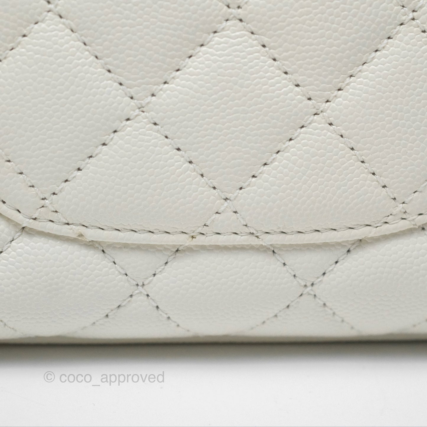 Chanel Mini Coco Handle White Caviar Gold Hardware
