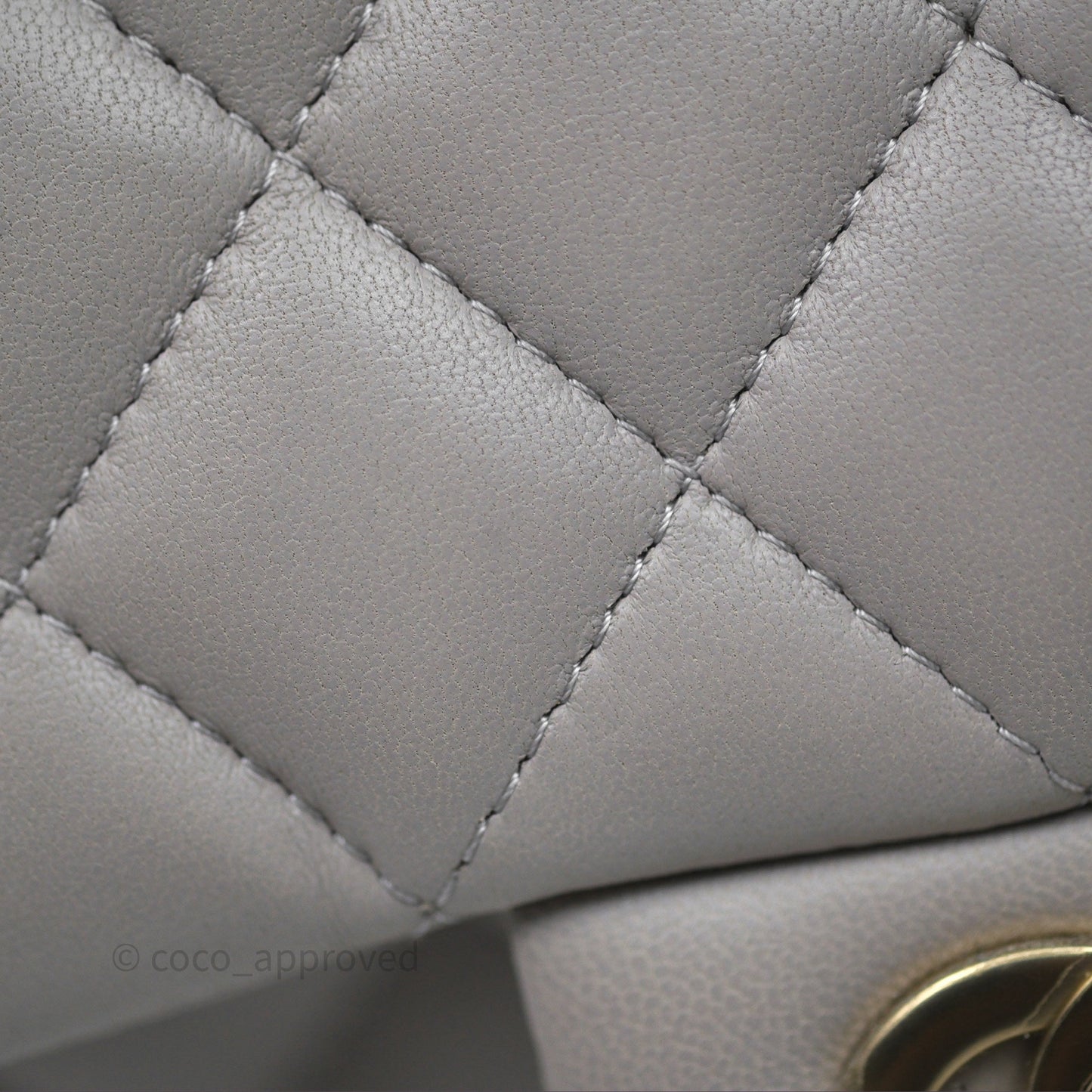 Chanel Mini Square Flap Quilted Light Grey Lambskin Gold Hardware