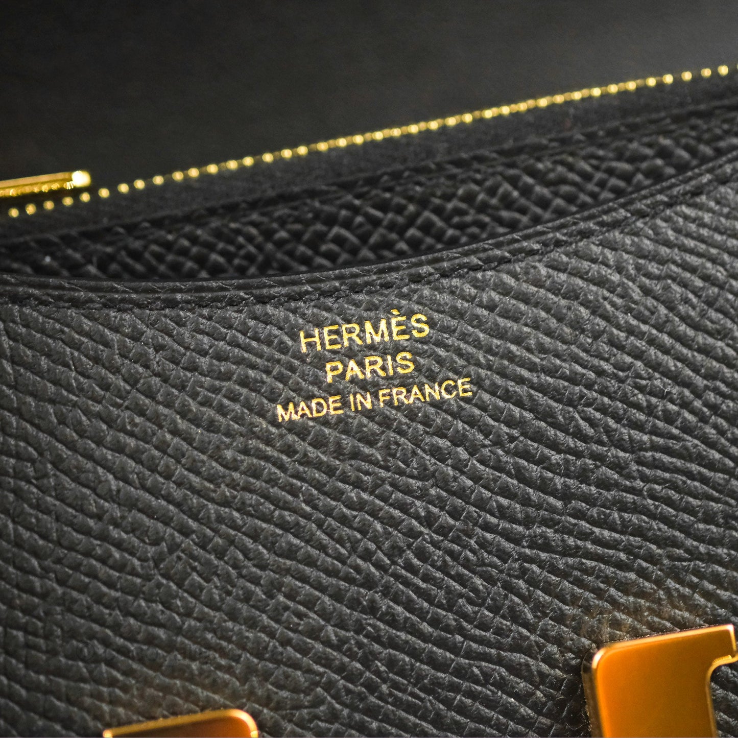 Hermès Constance Slim Wallet Black Epsom Rose Gold Hardware