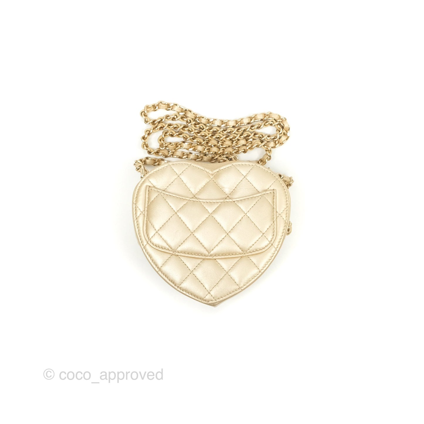 Chanel Small Heart Bag Iridescent Gold Lambskin Gold Hardware 22S