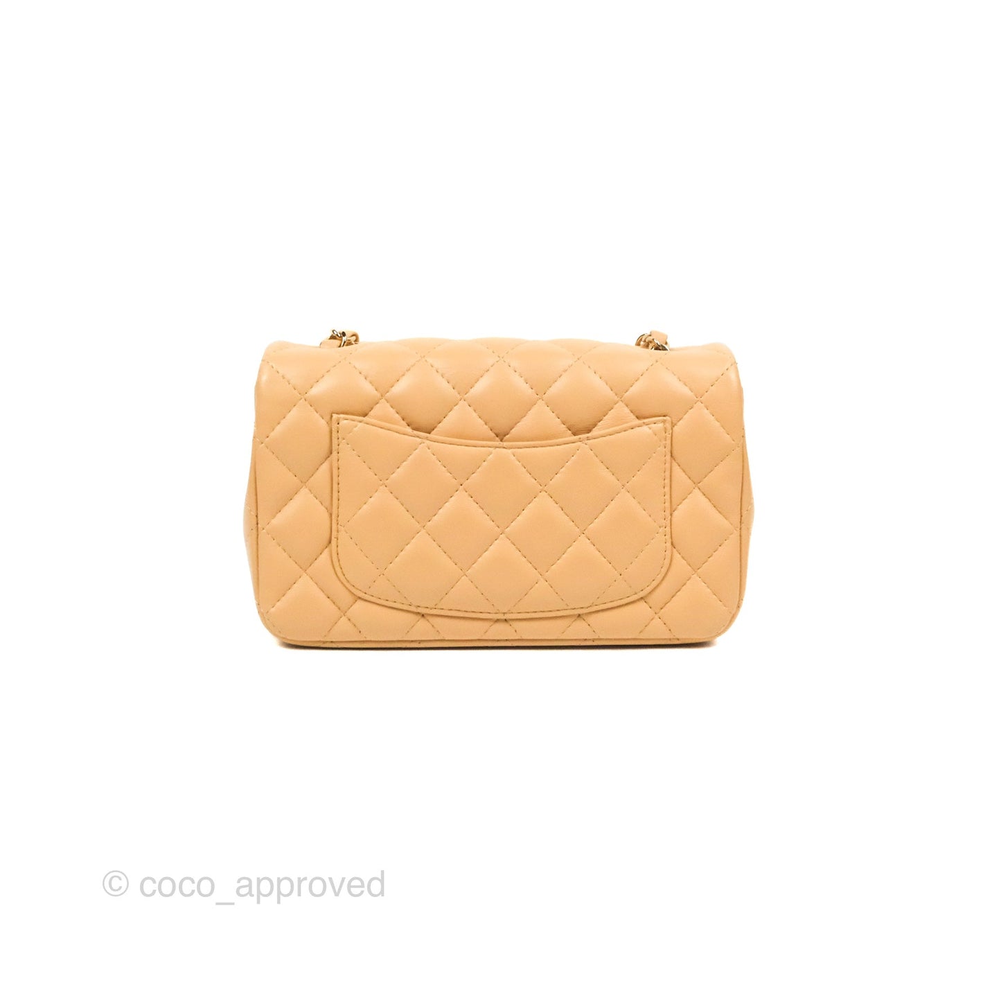 Chanel Quilted Mini Rectangular Flap Beige Lambskin Gold Hardware