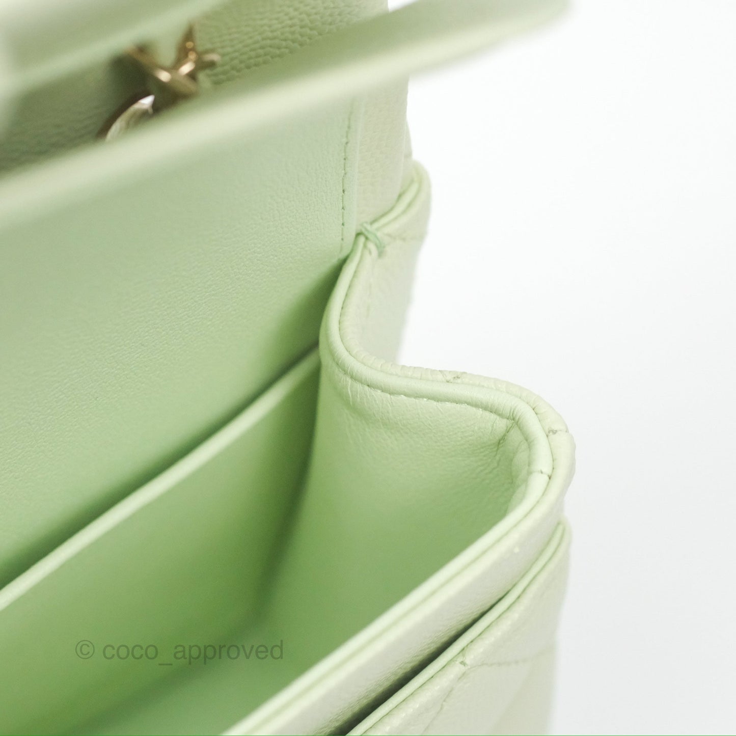 Chanel Small Classic Quilted Flap Mint Green Caviar Gold Hardware 22C