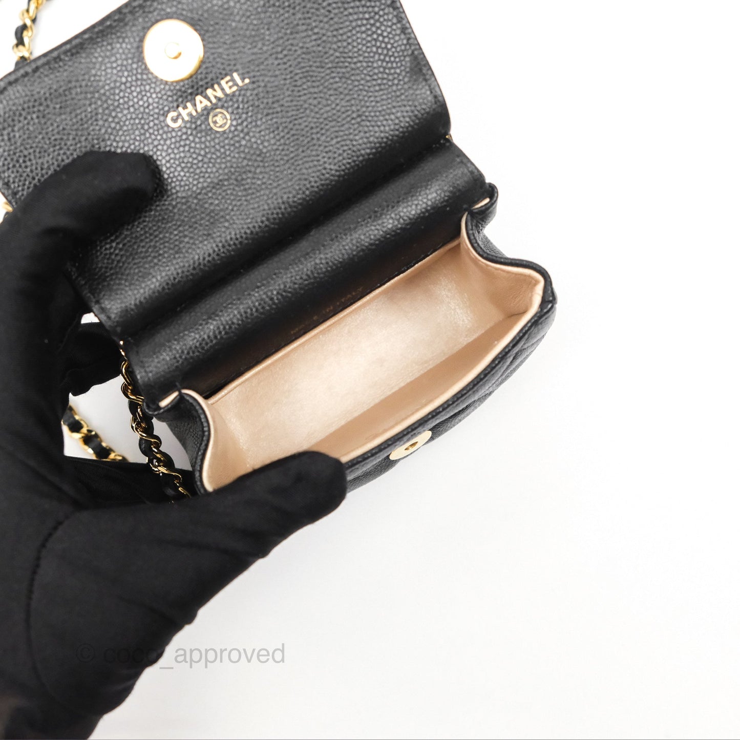 Chanel Clutch with Chain Black Caviar Gold Hardware 22K