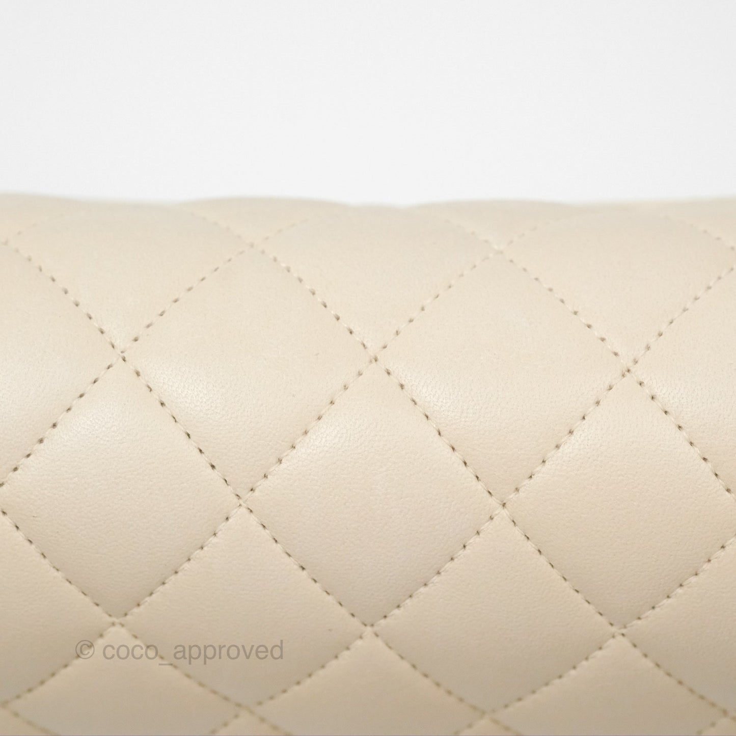 Chanel Classic M/L Medium Flap Quilted Pale Beige Lambskin Gun Metal