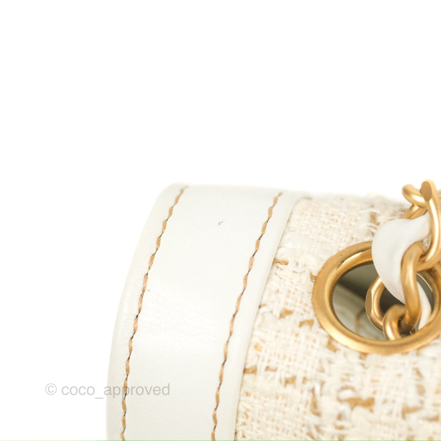 Chanel Small Tweed Flap Bag White Aged Gold Hardware