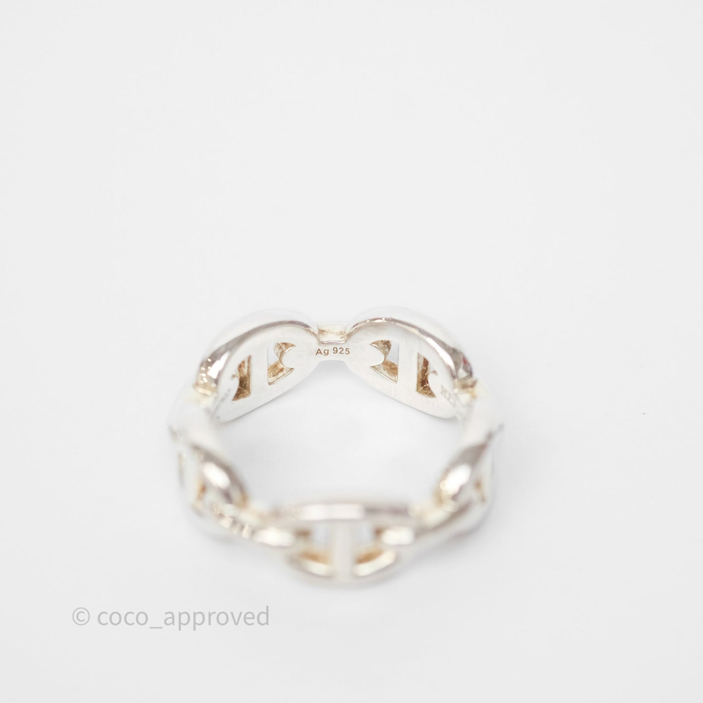 Hermès Chaine d'Ancre Enchainee Ring PM Sterling Silver Size 51
