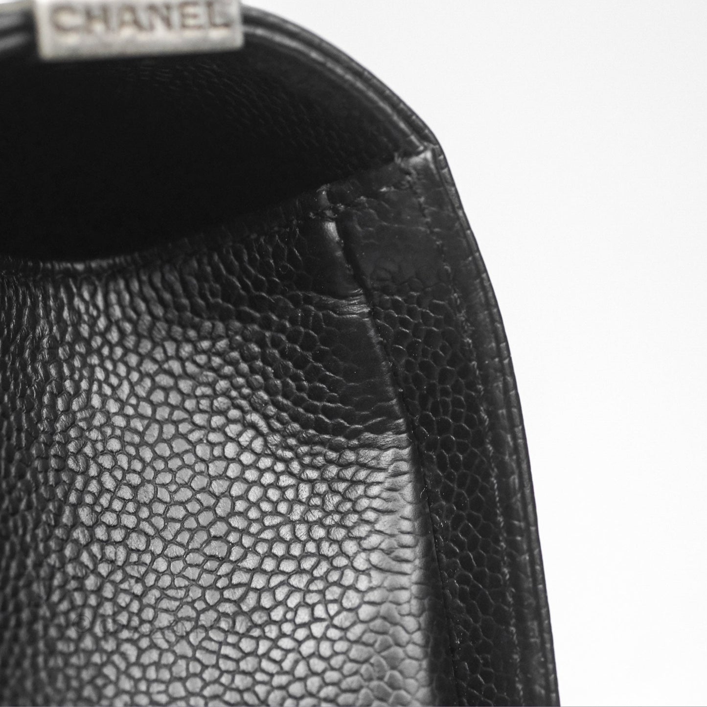 Chanel Medium Boy Chevron Black Caviar Ruthenium Hardware