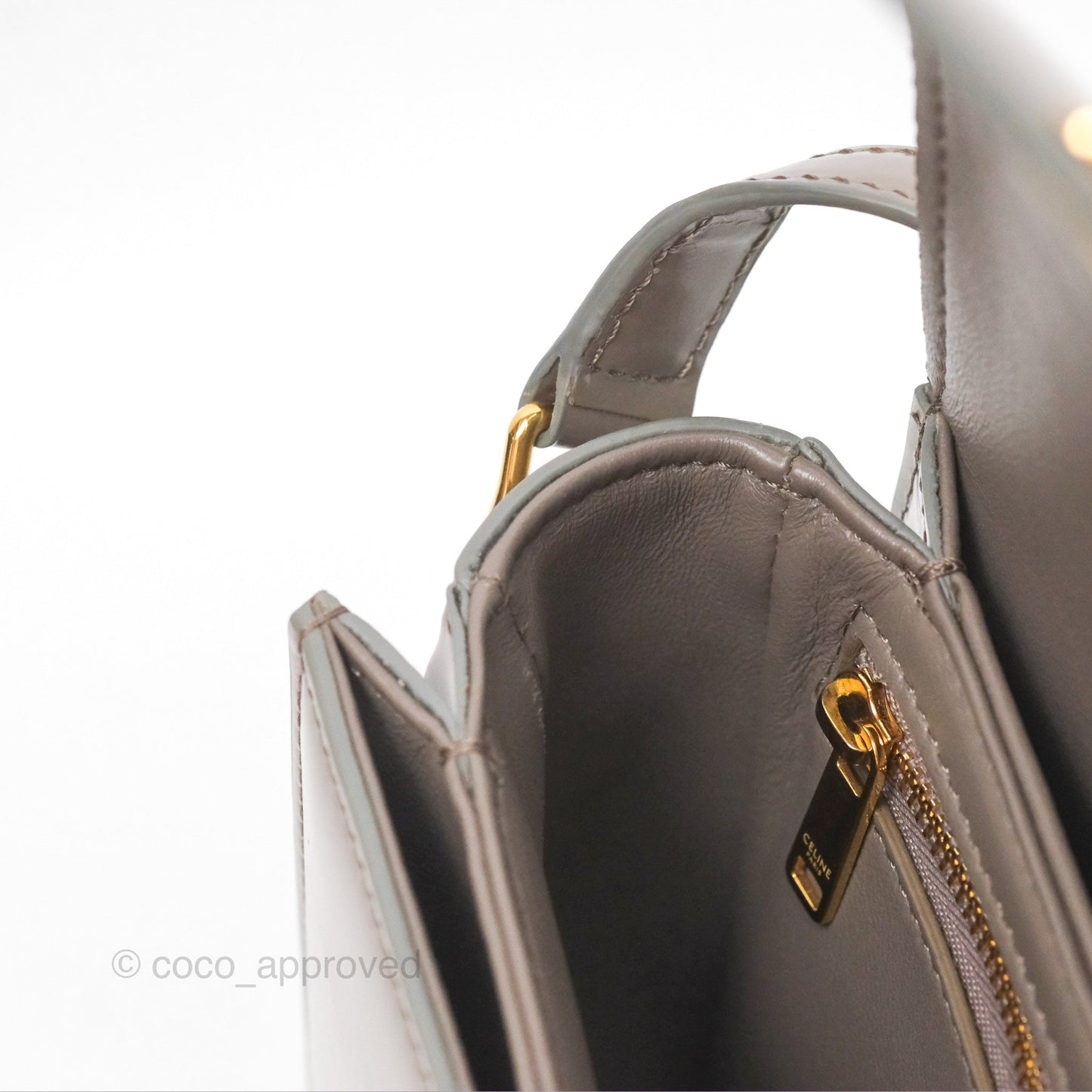 Celine Teen Triomphe Shiny Calfskin Pebble Gold Hardware