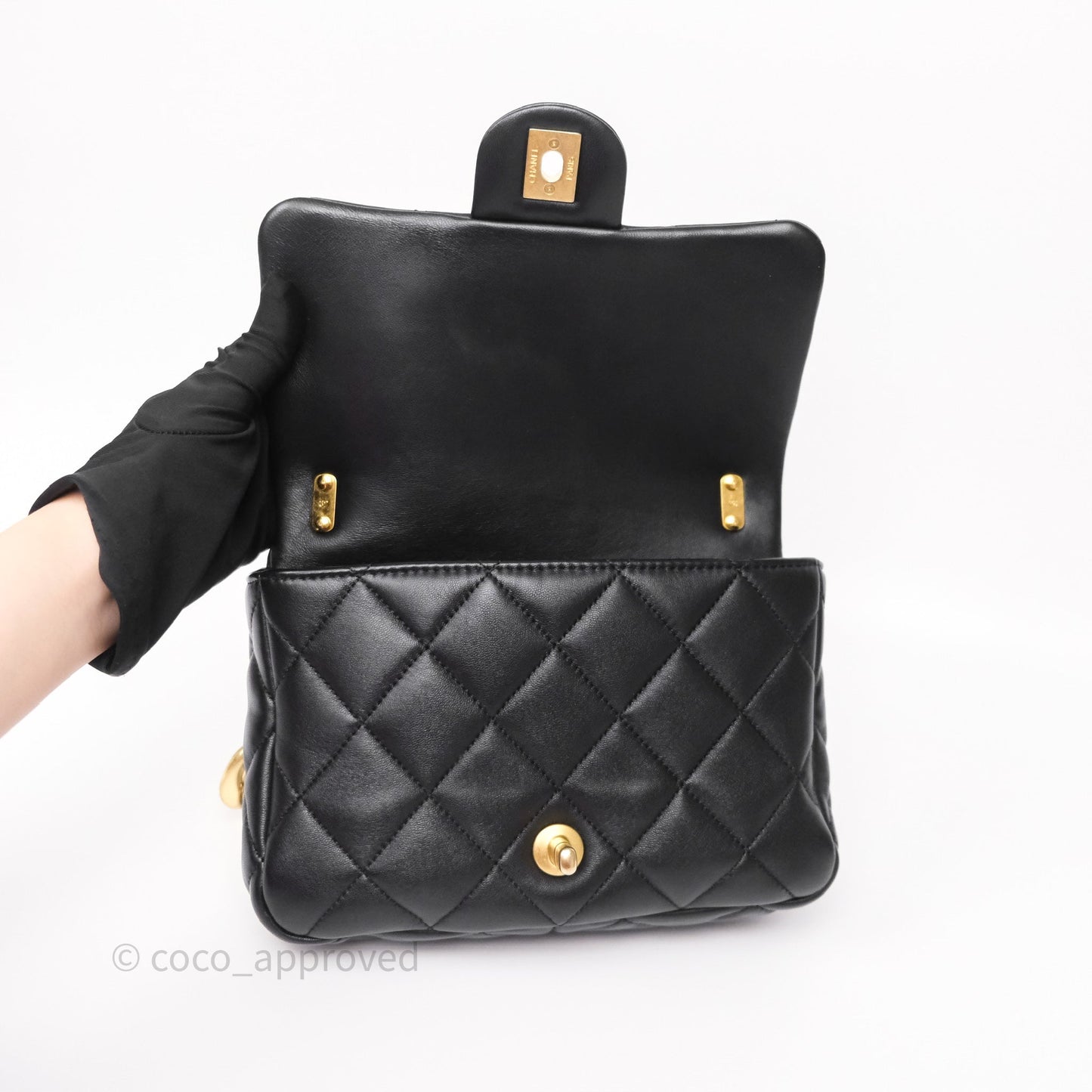 Chanel Small Funky Town Black Lambskin Aged Gold Hardware