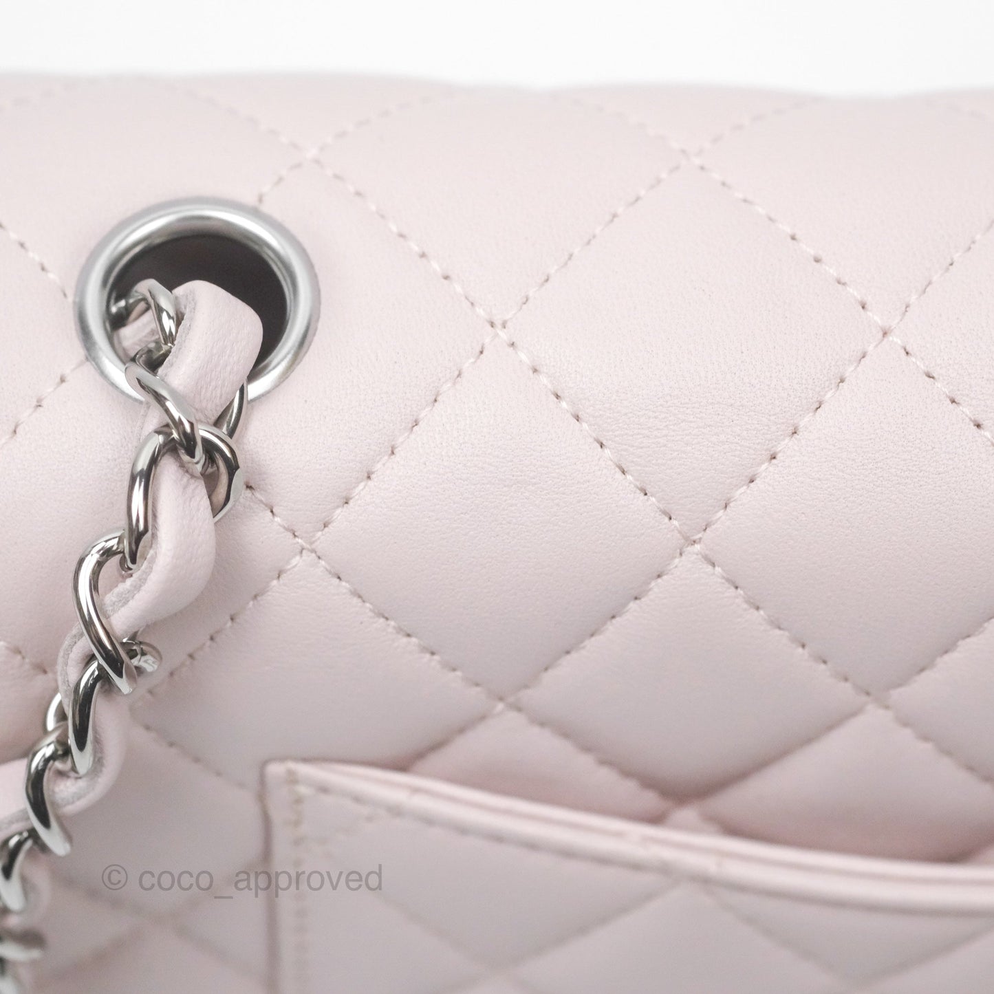 Chanel Quilted Mini Rectangular Pale Lilac Lambskin Silver Hardware