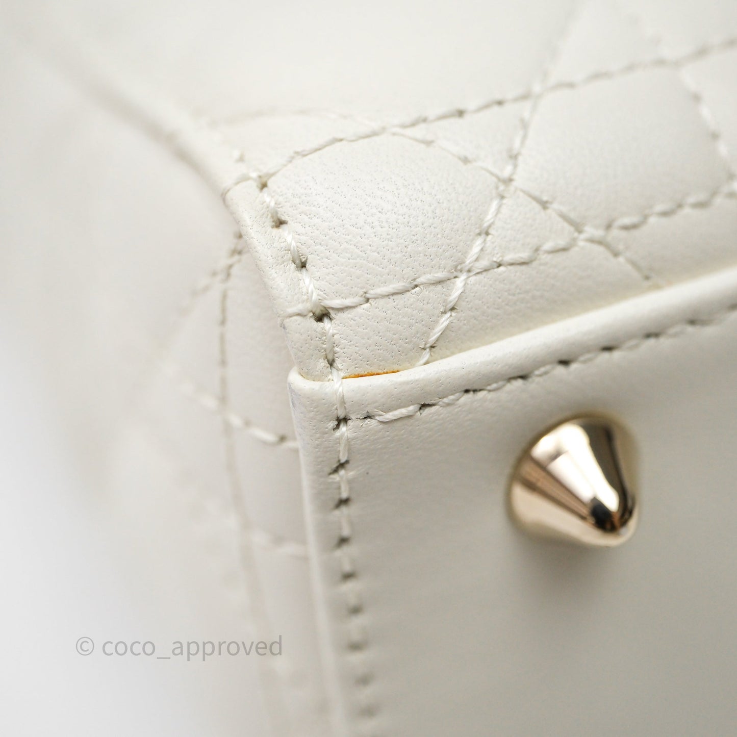 Christian Dior Small My ABCDior Lady Dior Bag White Cannage Lambskin Gold Hardware
