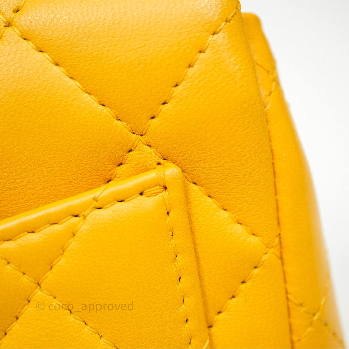 Chanel Mini Square Flap Quilted Yellow Lambskin Gold Hardware
