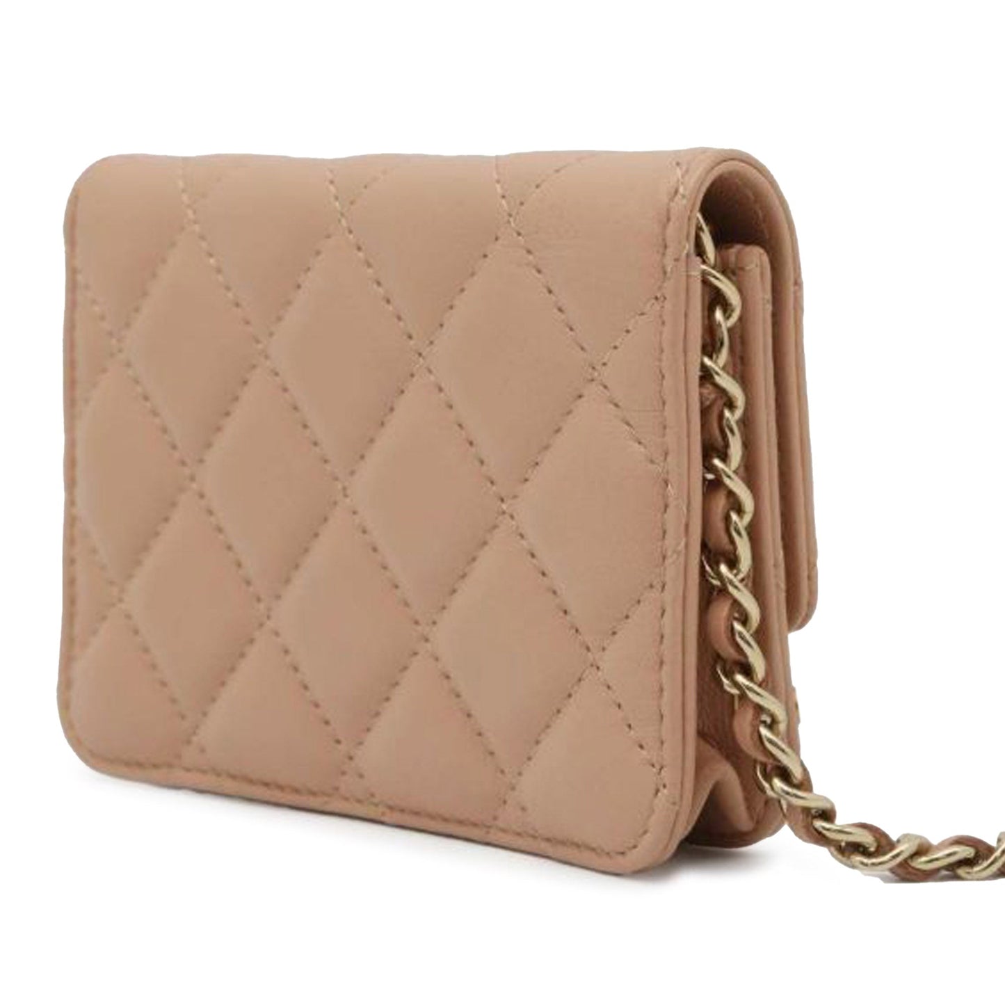 Luxury Chanel Clutch with Chain Lambskin Brown Gold