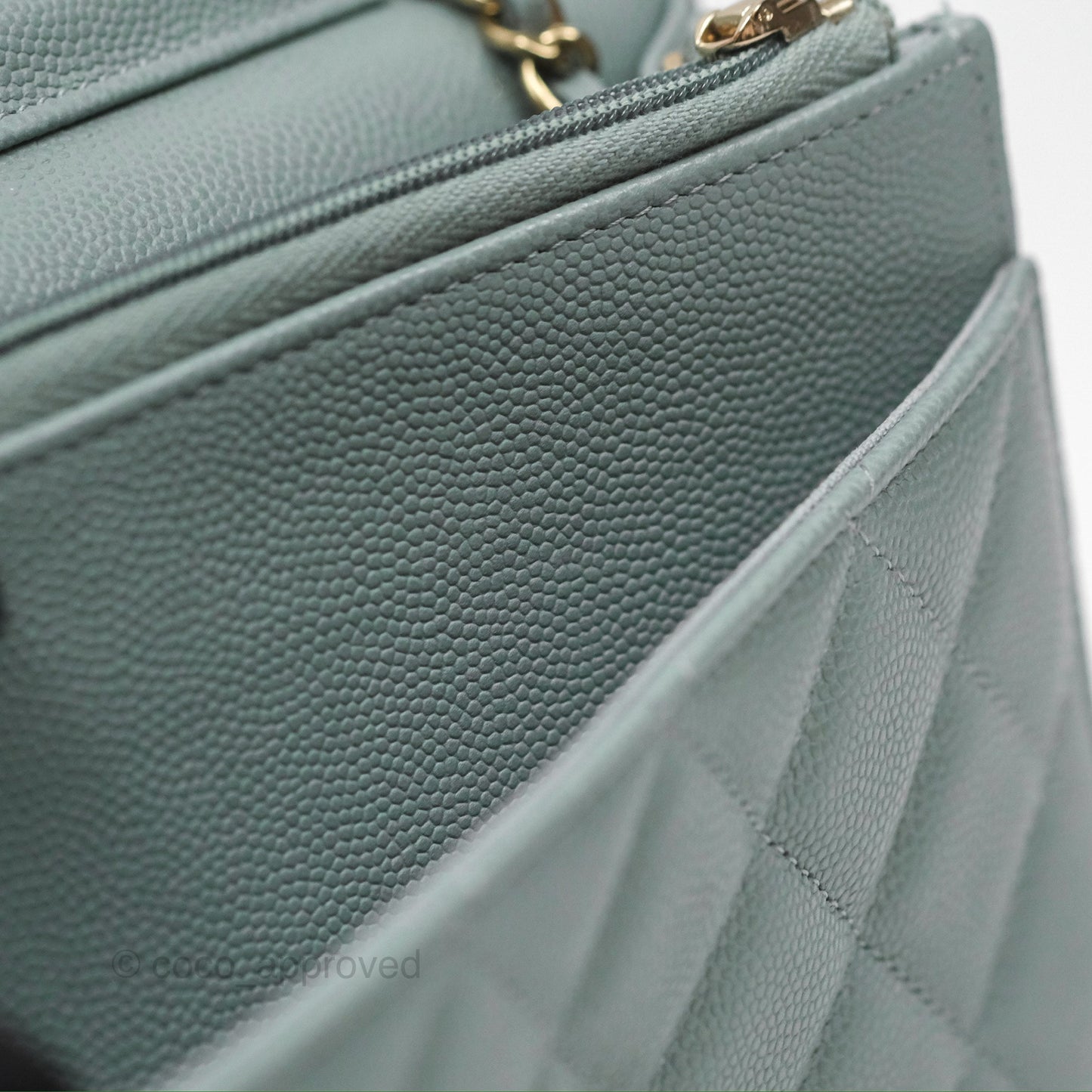 Chanel Quilted Classic Wallet on Chain WOC Green Caviar Silver Hardware