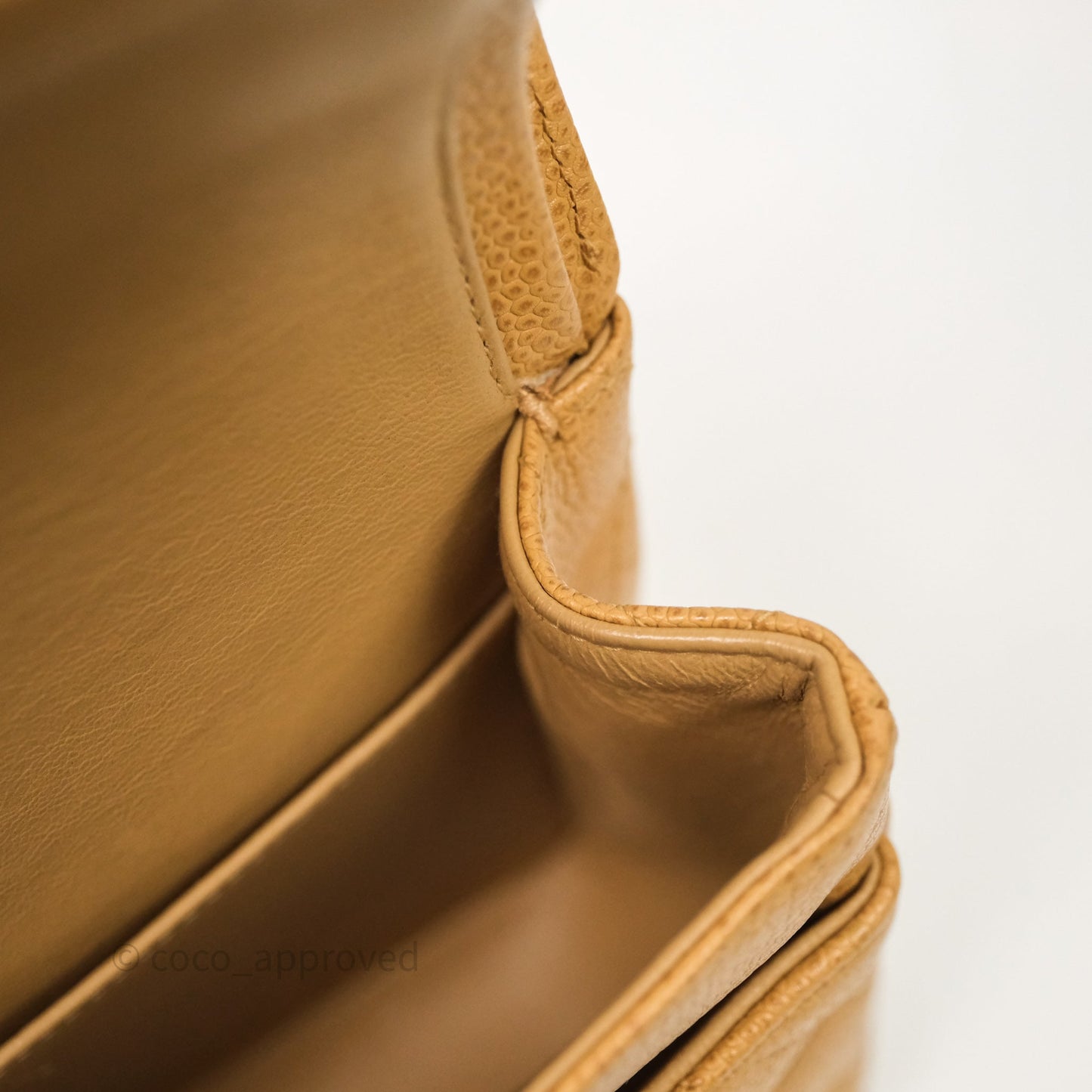 Chanel Vintage Medium Classic Flap Beige Caviar 24K Gold Hardware