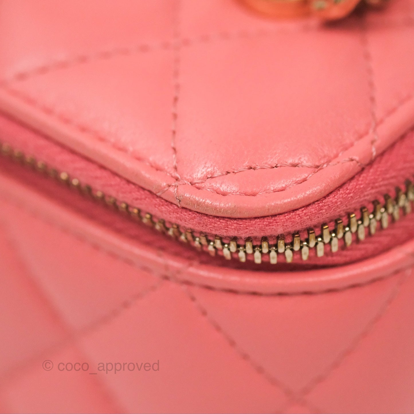 Chanel Vanity Rectangular Top Handle Pink Lambskin Gold Hardware
