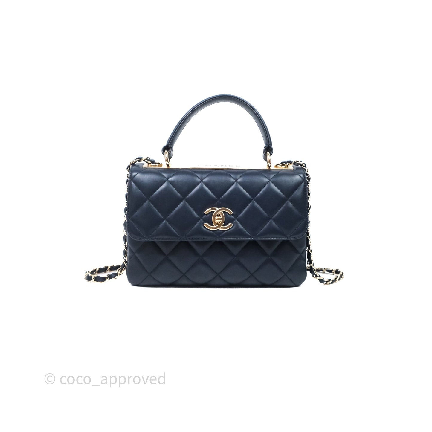 Chanel Small Trendy CC Navy Lambskin Gold Hardware
