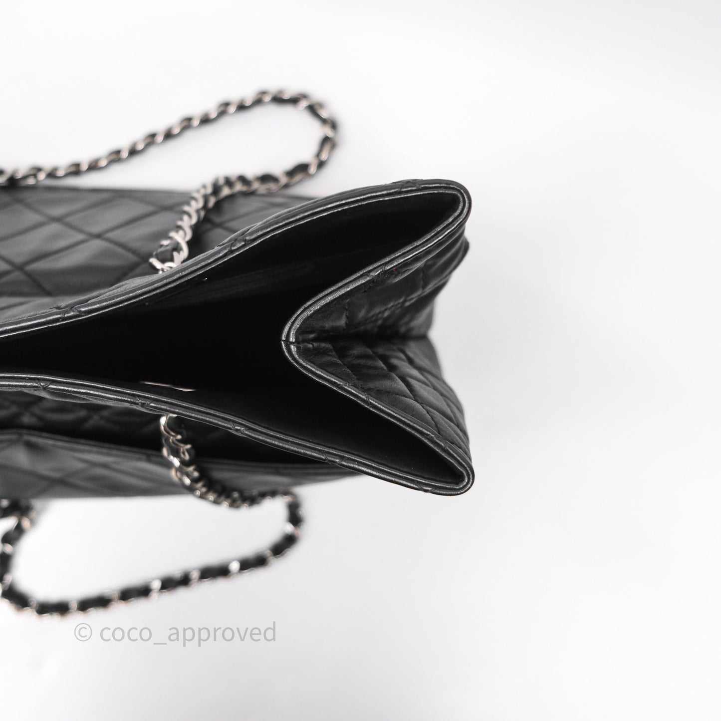 Chanel In The Business Tote Bag Black Calfskin Silver Hardware