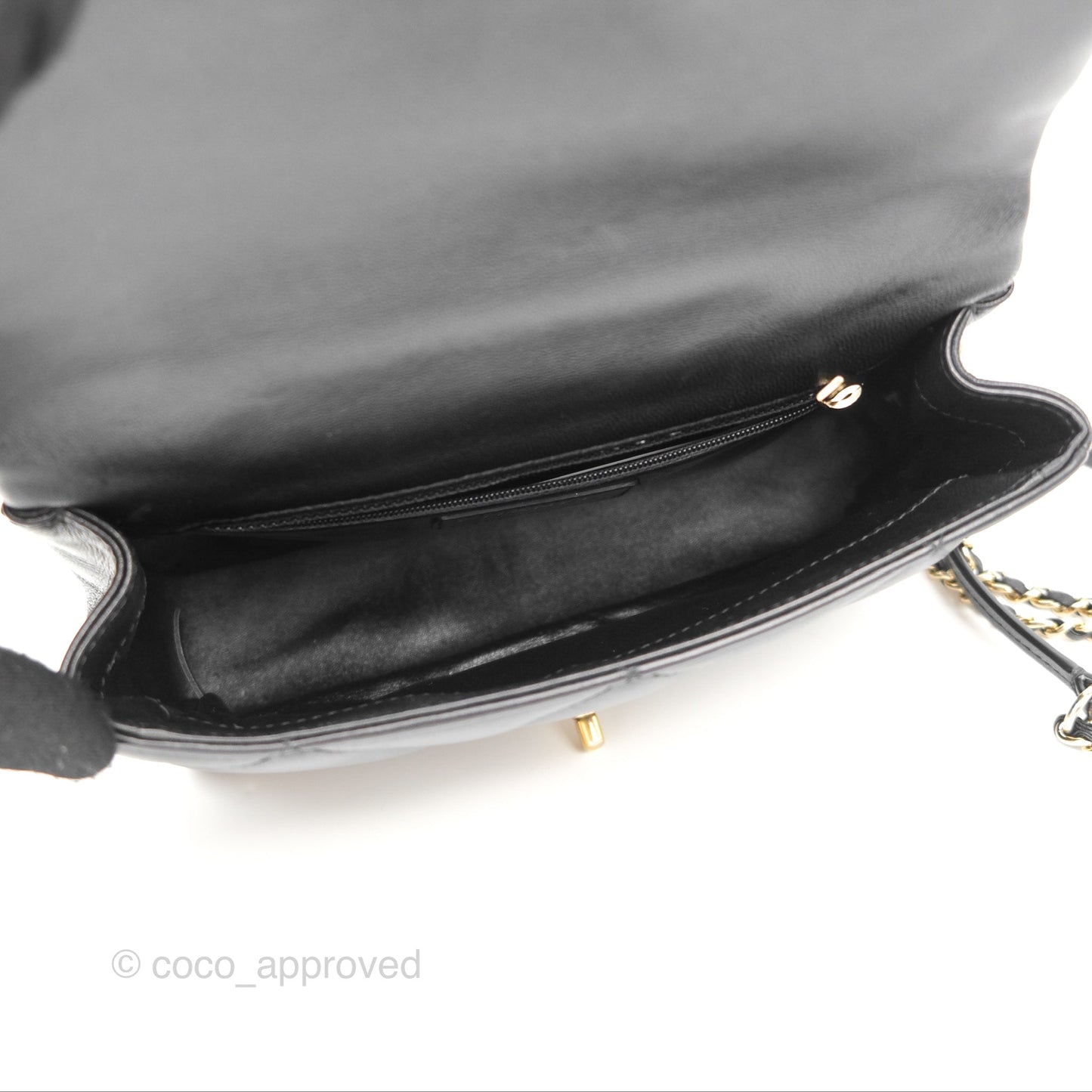 Chanel Small Coco Lady Quilted Flap Bag With Top Handle Black Calfskin Gold Hardware