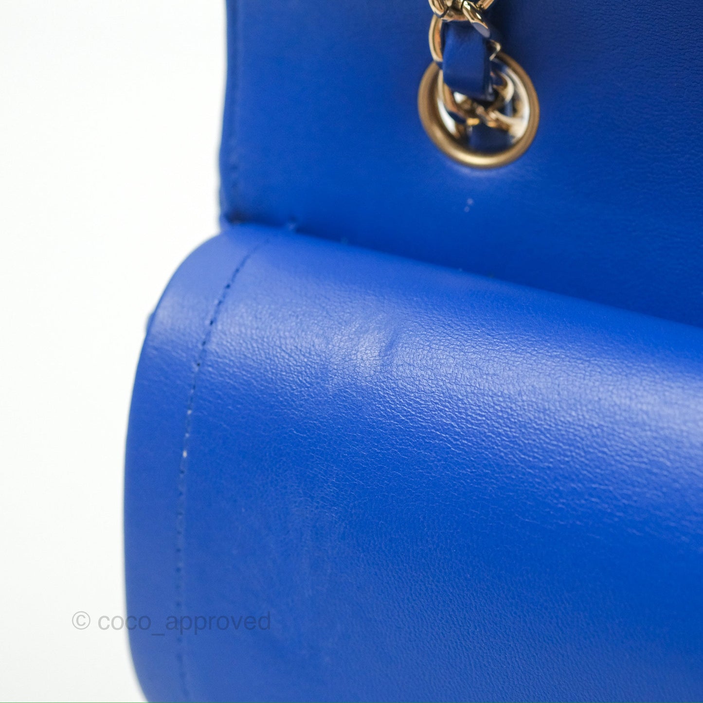 Chanel Medium Classic Flap Chevron Blue Lambskin Gold Hardware