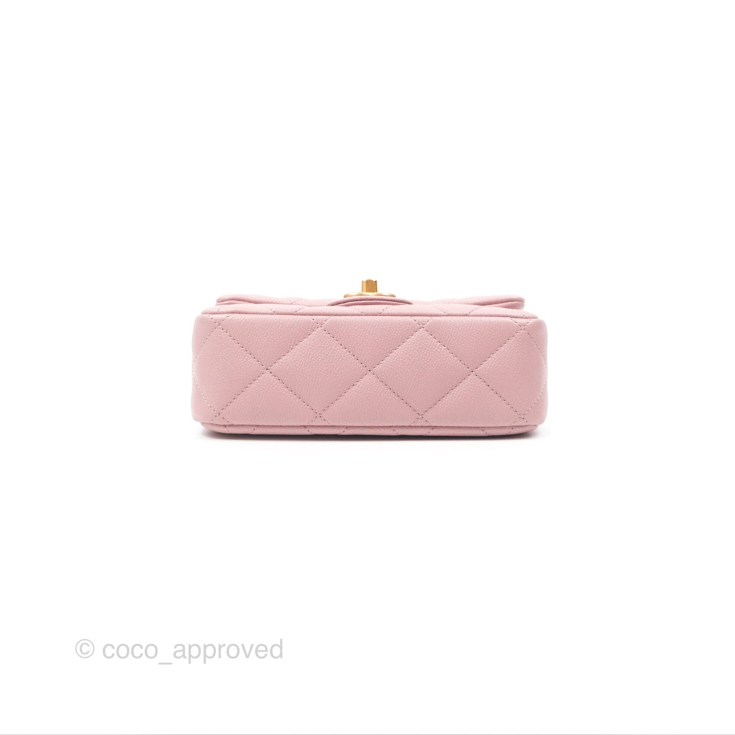 Chanel Mini Flap Bag Heart Adjustable Chain Dusty Pink Caviar Aged Gold Hardware