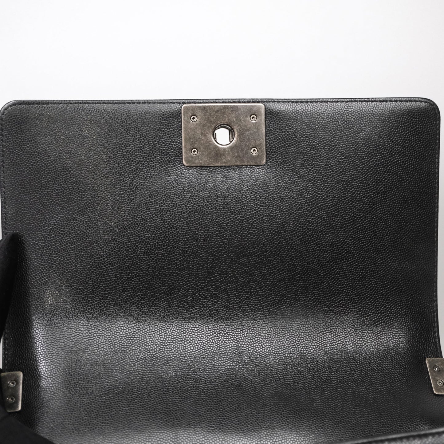 Chanel Medium Boy Chevron Black Caviar Ruthenium Hardware
