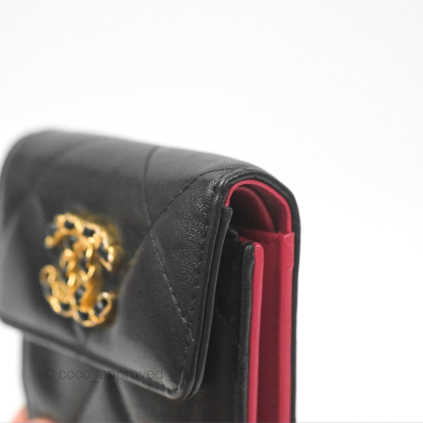 Chanel 19 Short Flap Wallet Black Lambskin