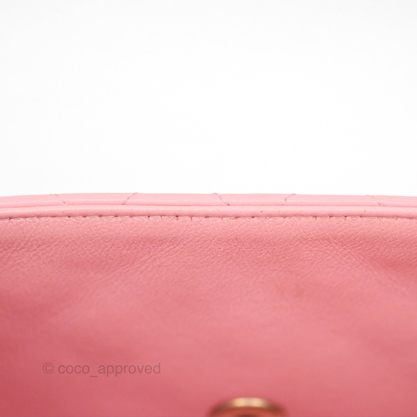 Chanel Mini Square Pink Lambskin Aged Gold Hardware