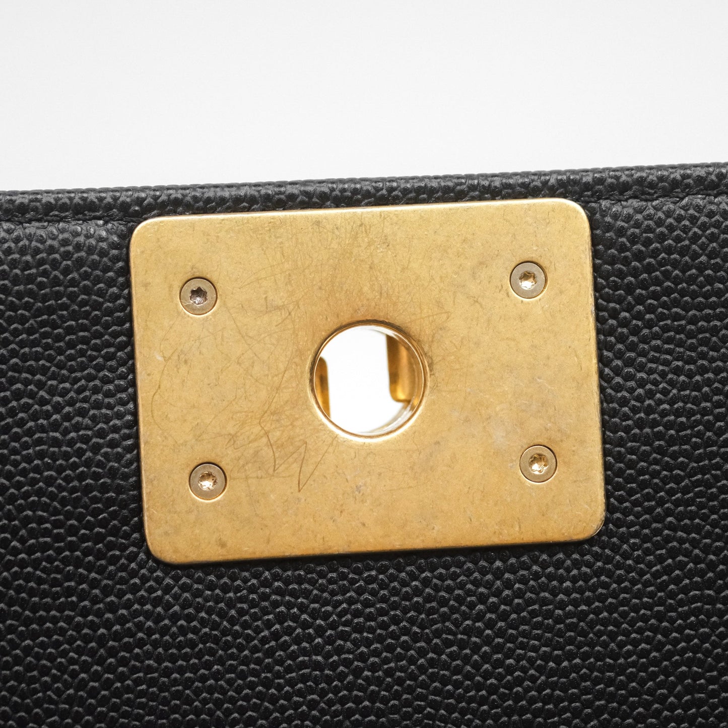 Chanel Medium Boy Quilted Black Caviar Aged Gold Hardware