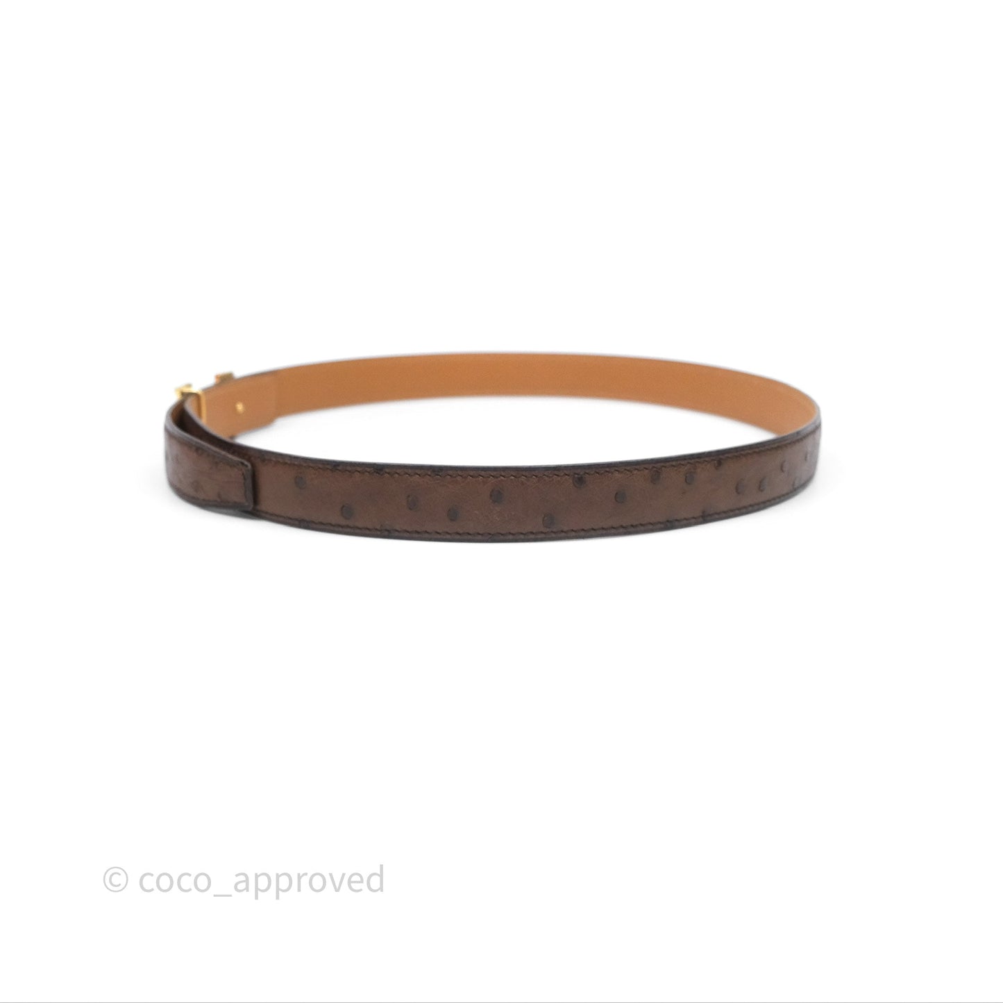 Hermès H Belt Buckle Ostrich Leather Brown Size 80