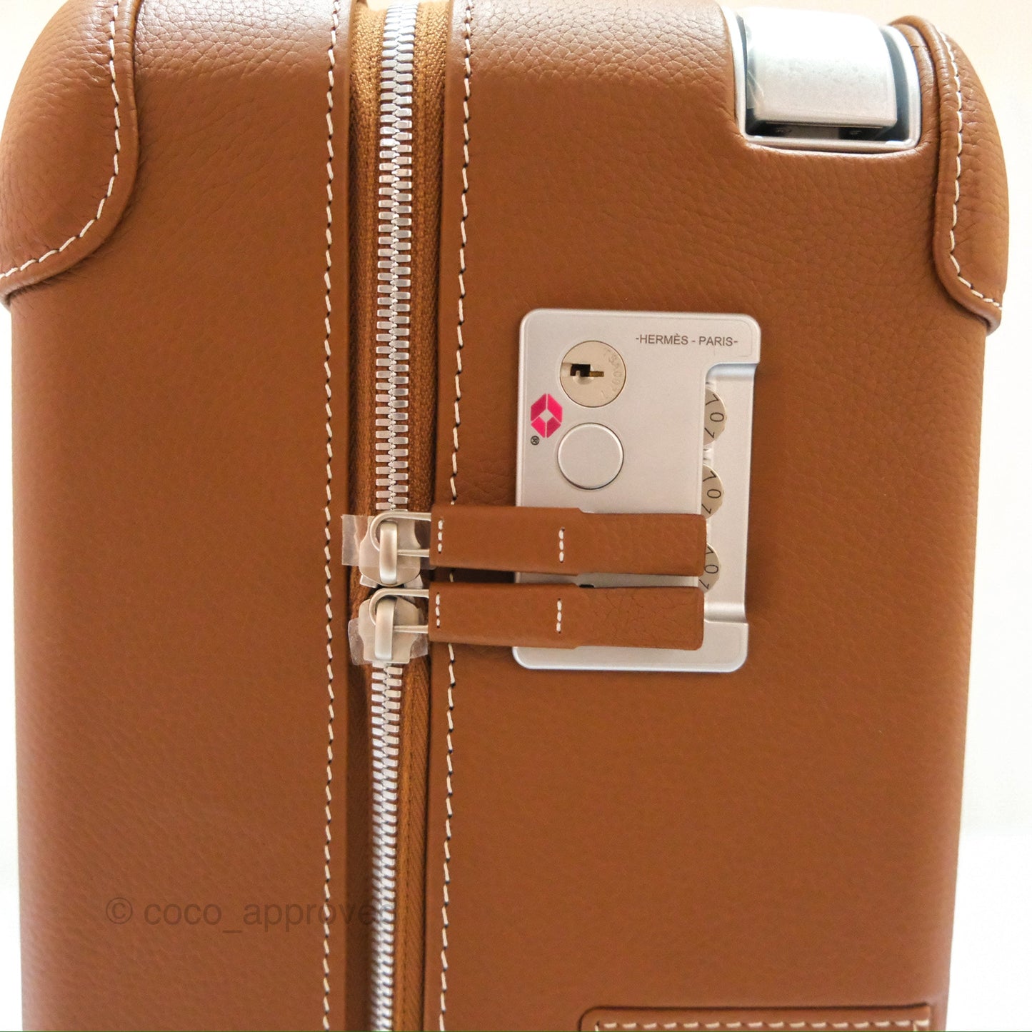 Hermès R.M.S Cabin 55 Suitcase in Ecru-Beige/ Fauve/ Orange Canvas Gold Clemence Palladium Hardware