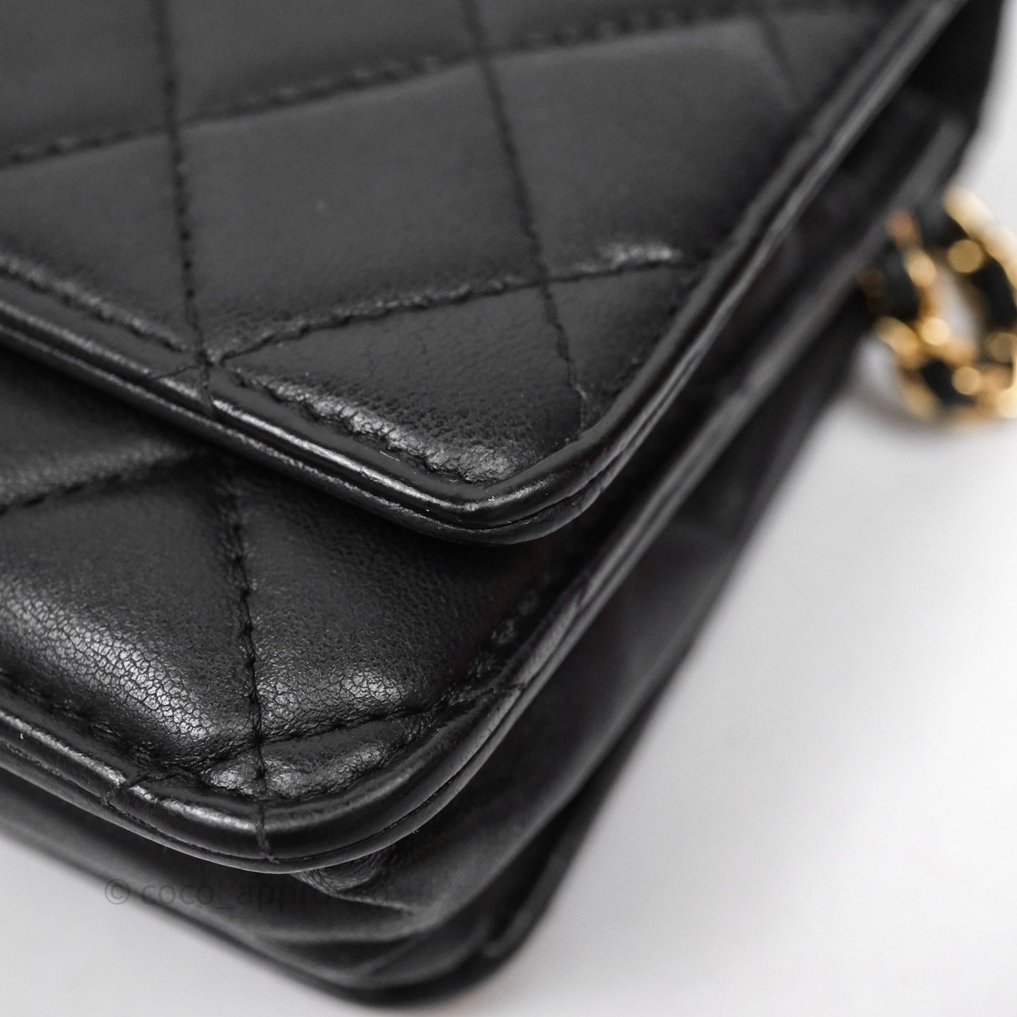 Chanel Classic WOC Wallet On Chain Quilted Black Lambskin Gold Hardware