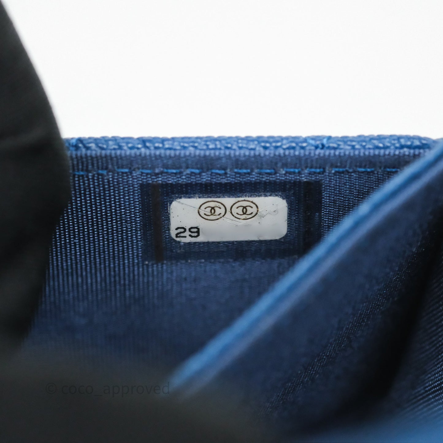 Chanel Quilted Boy Flap Card Holder Blue Caviar Silver Hardware