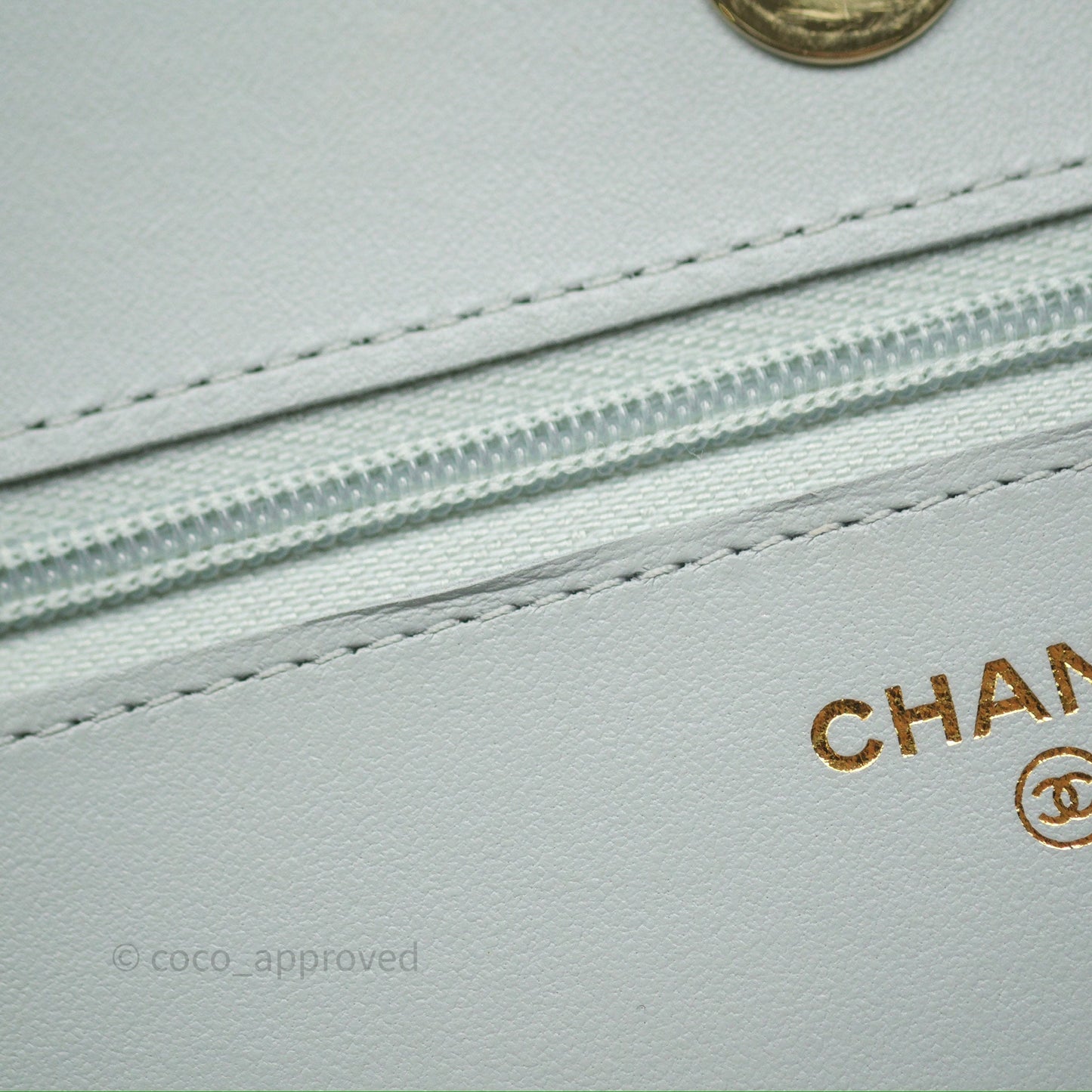 Chanel Classic Quilted Wallet on Chain WOC Grey Lambskin Gold Hardware