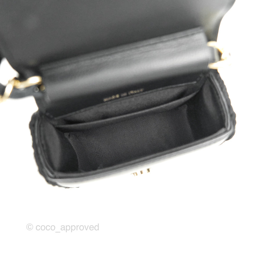 Chanel Mini Bag Black Lambskin Crochet Gold Hardware 22C