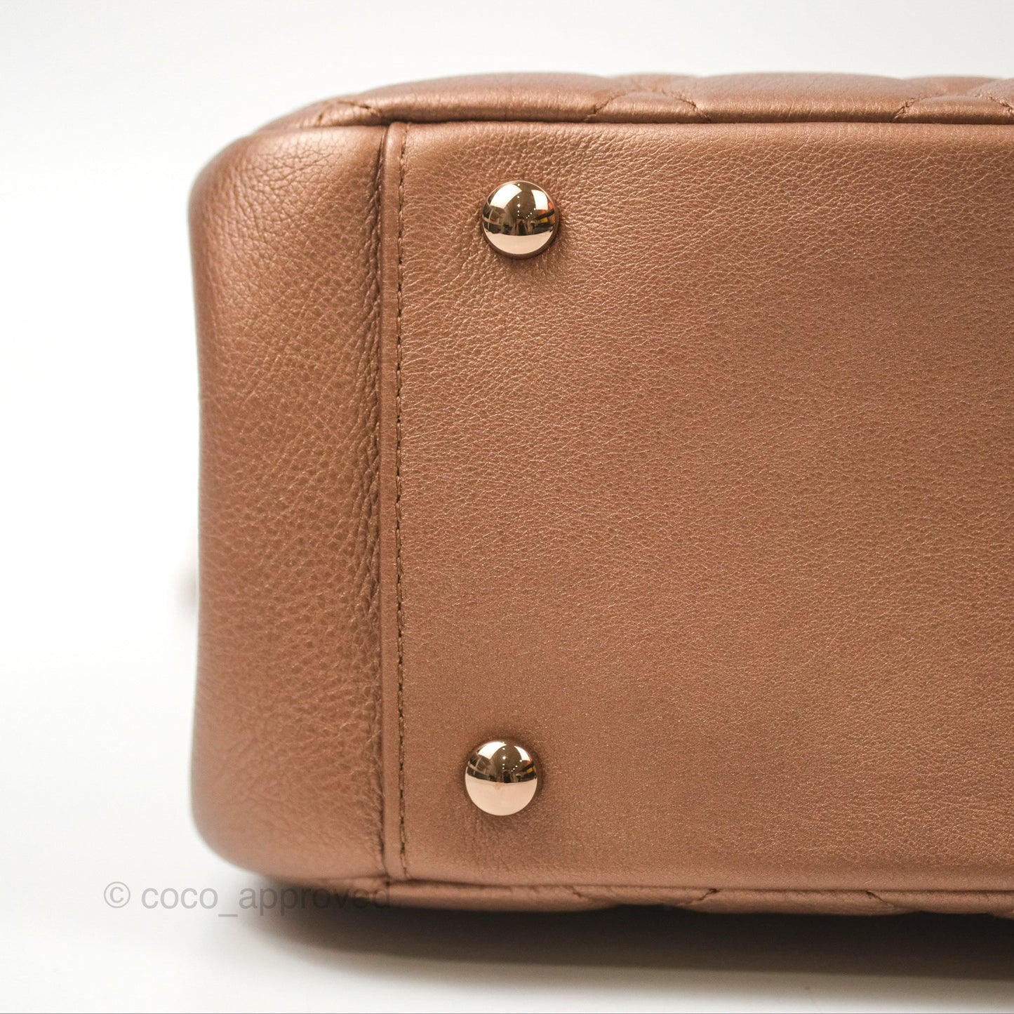 Chanel Quilted Small CC Eyelet Tote Copper Iridescent Goatskin Rose Gold